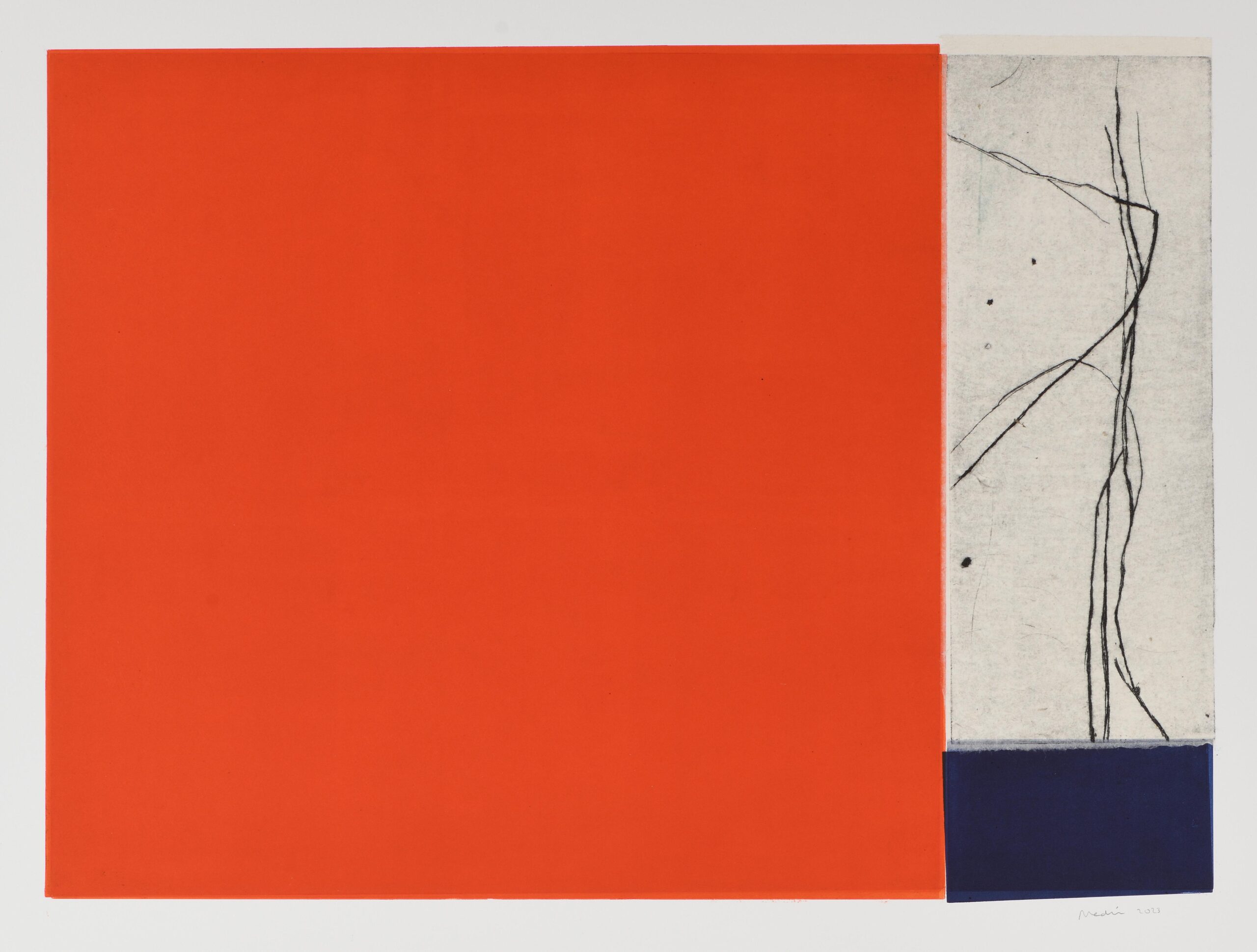 Huellas Infinitas (Composition en rouge orangé et bleu)