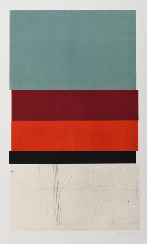 Medir – Untitled (Composition en bleu pâle, rouges et noir)