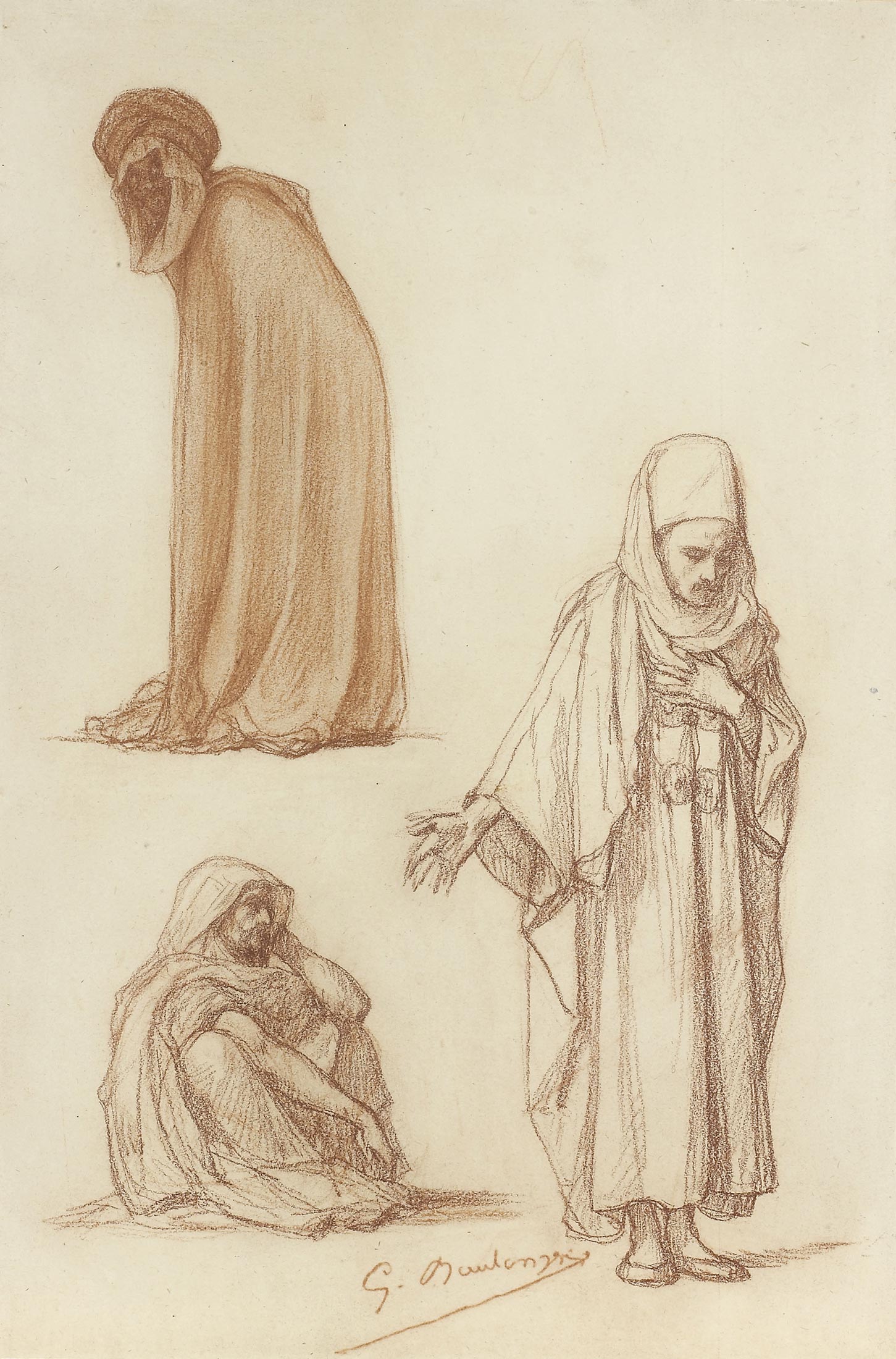 Three studies of oriental male figures