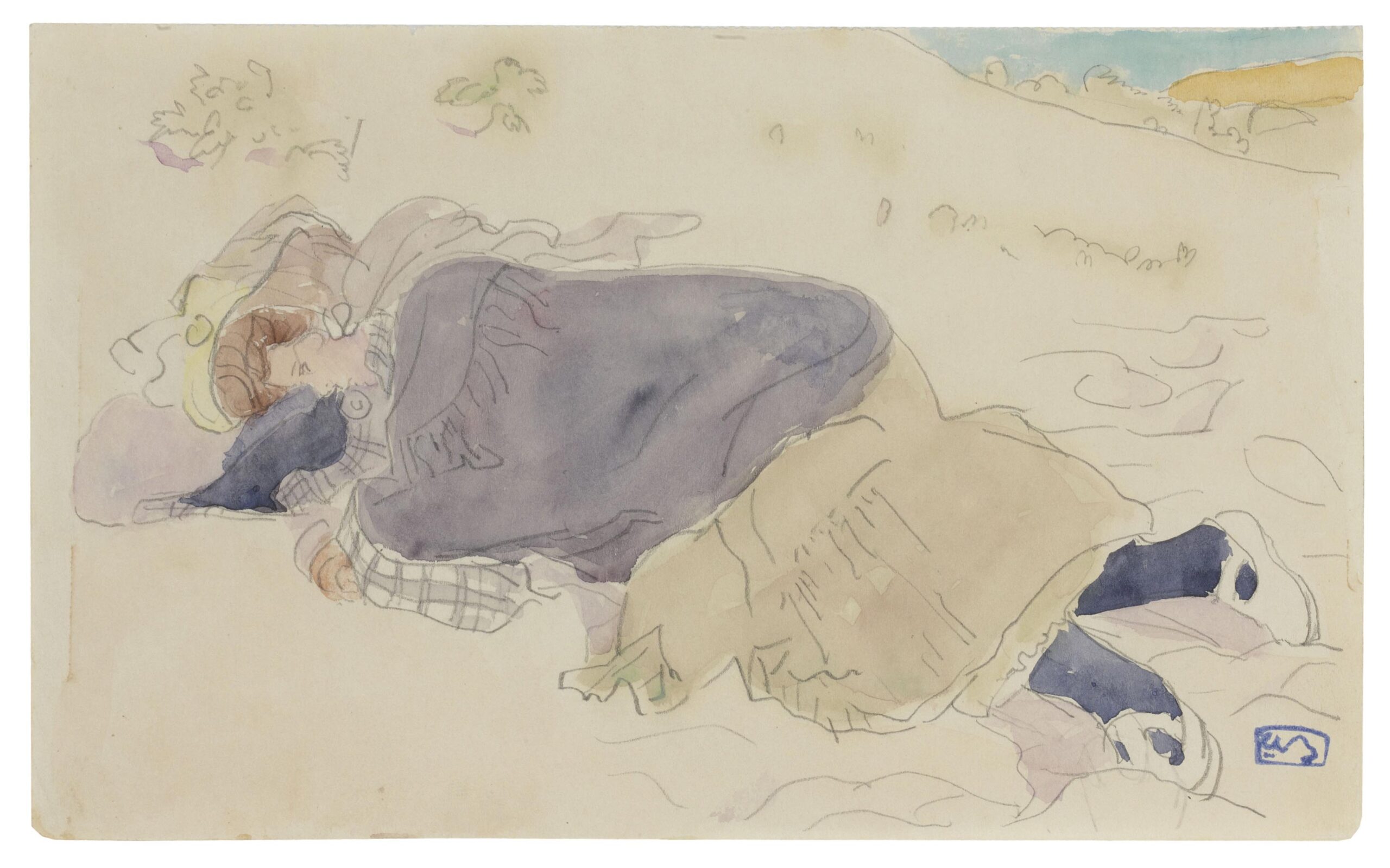 Femme allongée dans la nature