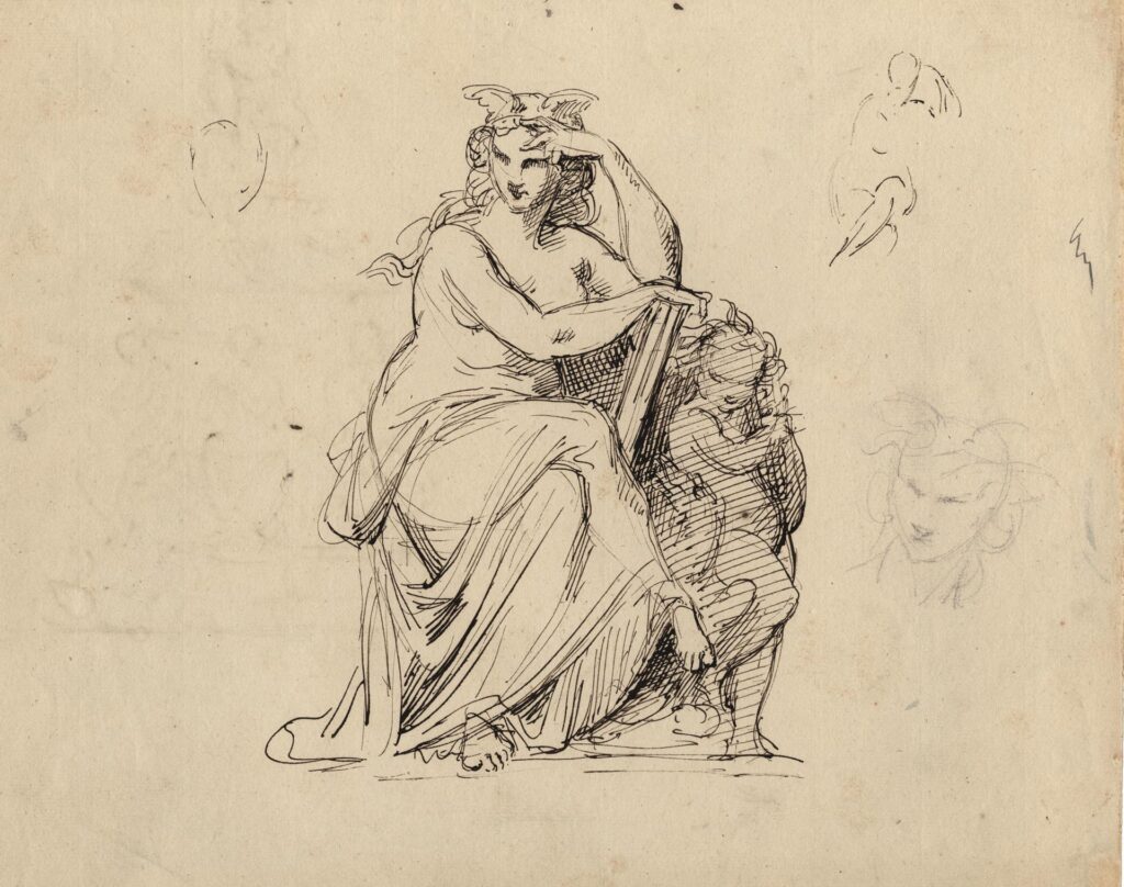 Feuchère – Projet de sculpture avec femme et enfant (allégorie de la pensée ou de la science ?)