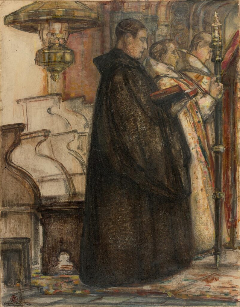 Delaunois – Un moine et deux prêtres pendant un office