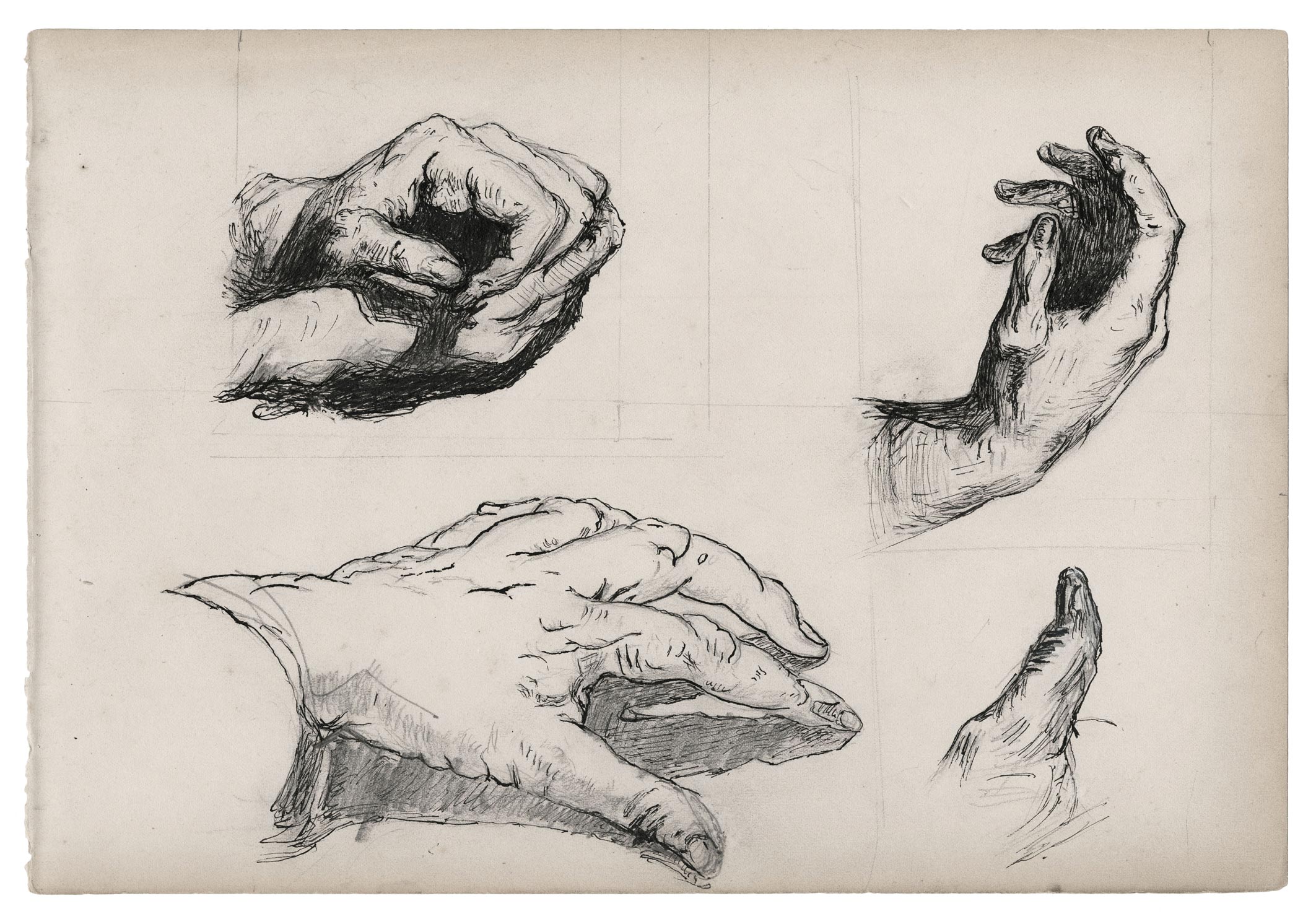 Étude de mains et d'un pouce