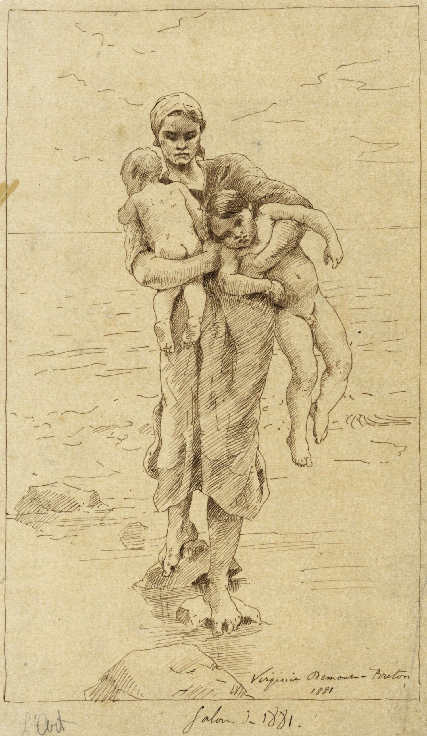 Femme de pêcheur venant de baigner ses enfants