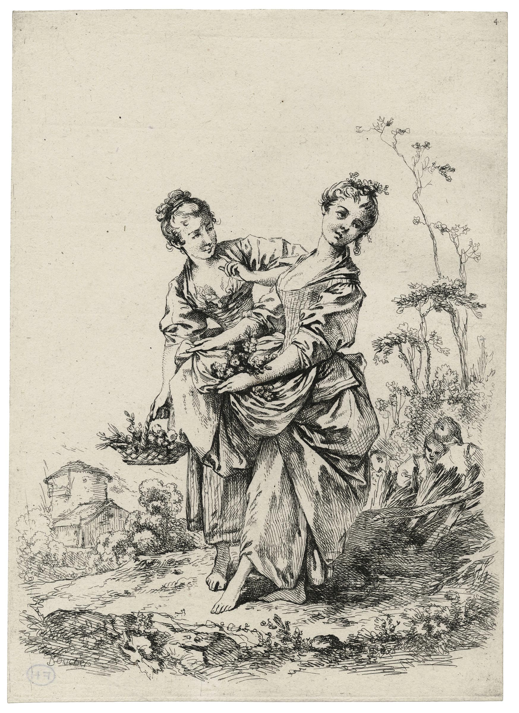 Jeunes filles tenant des fleurs