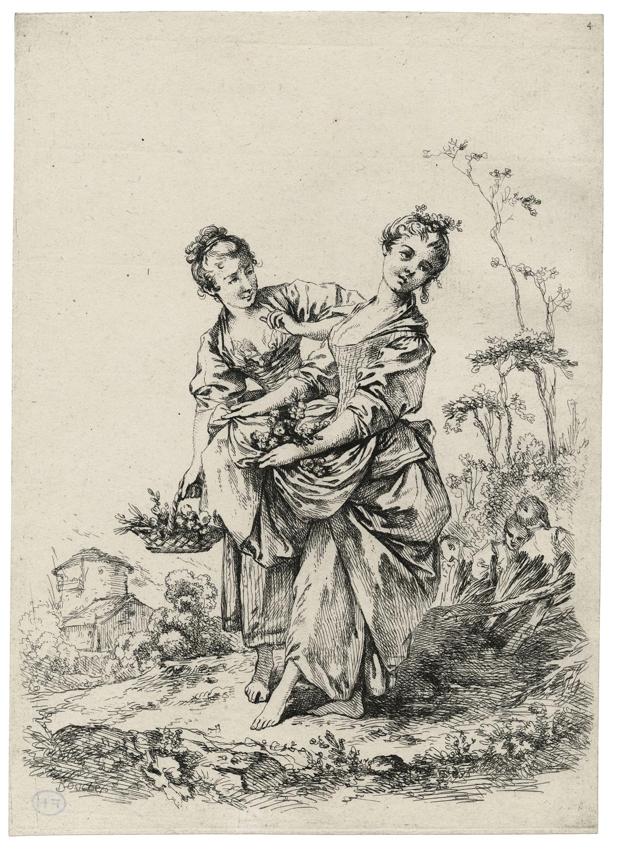 Jeunes filles tenant des fleurs