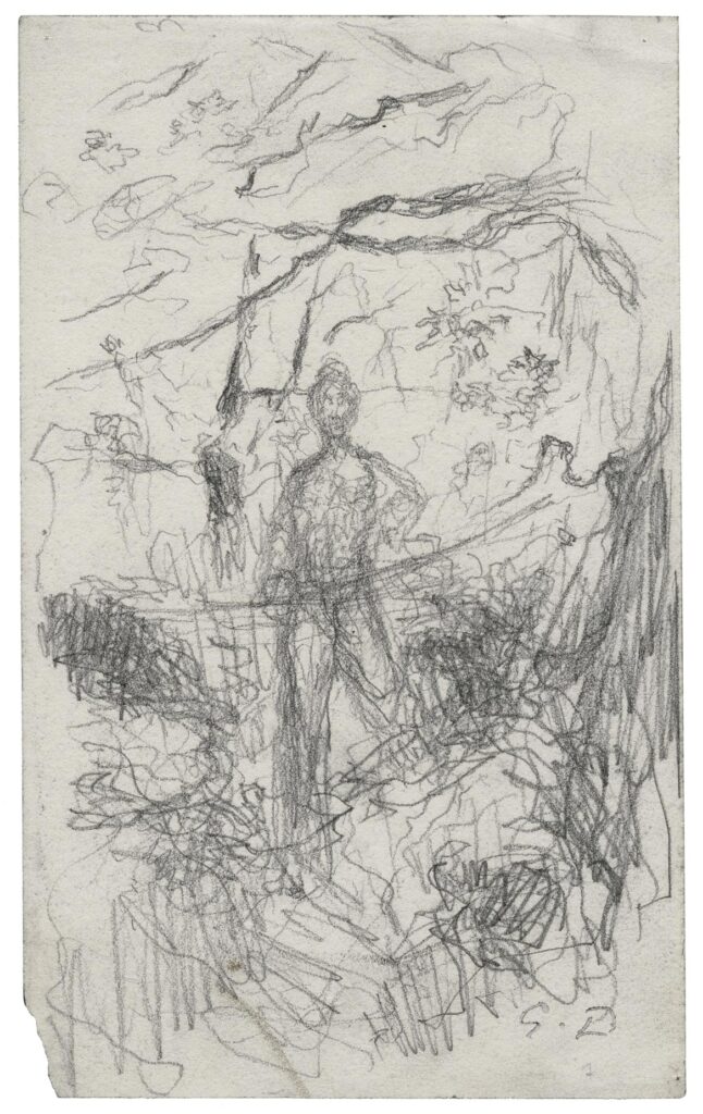 Desvallières – Divinité à l’arc, dans un paysage de montagne