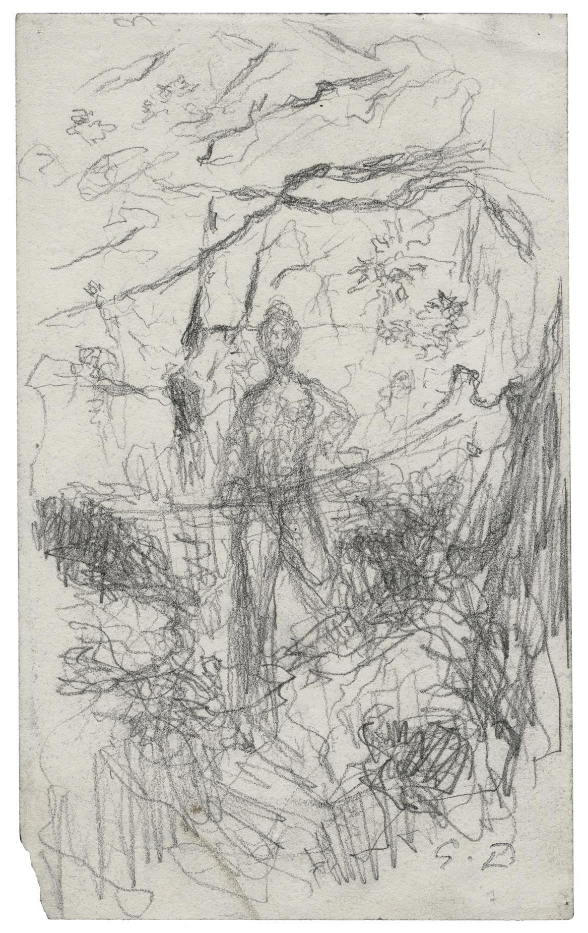 Divinité à l’arc, dans un paysage de montagne