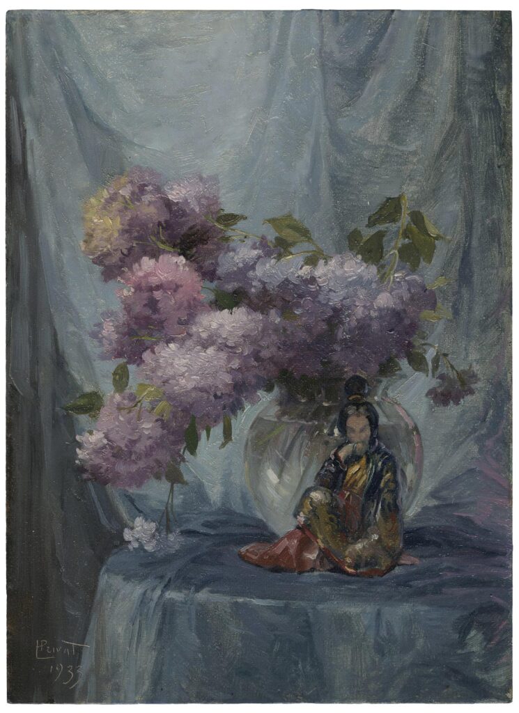Privat-Livemont – Bouquet de lilas à la statuette orientale