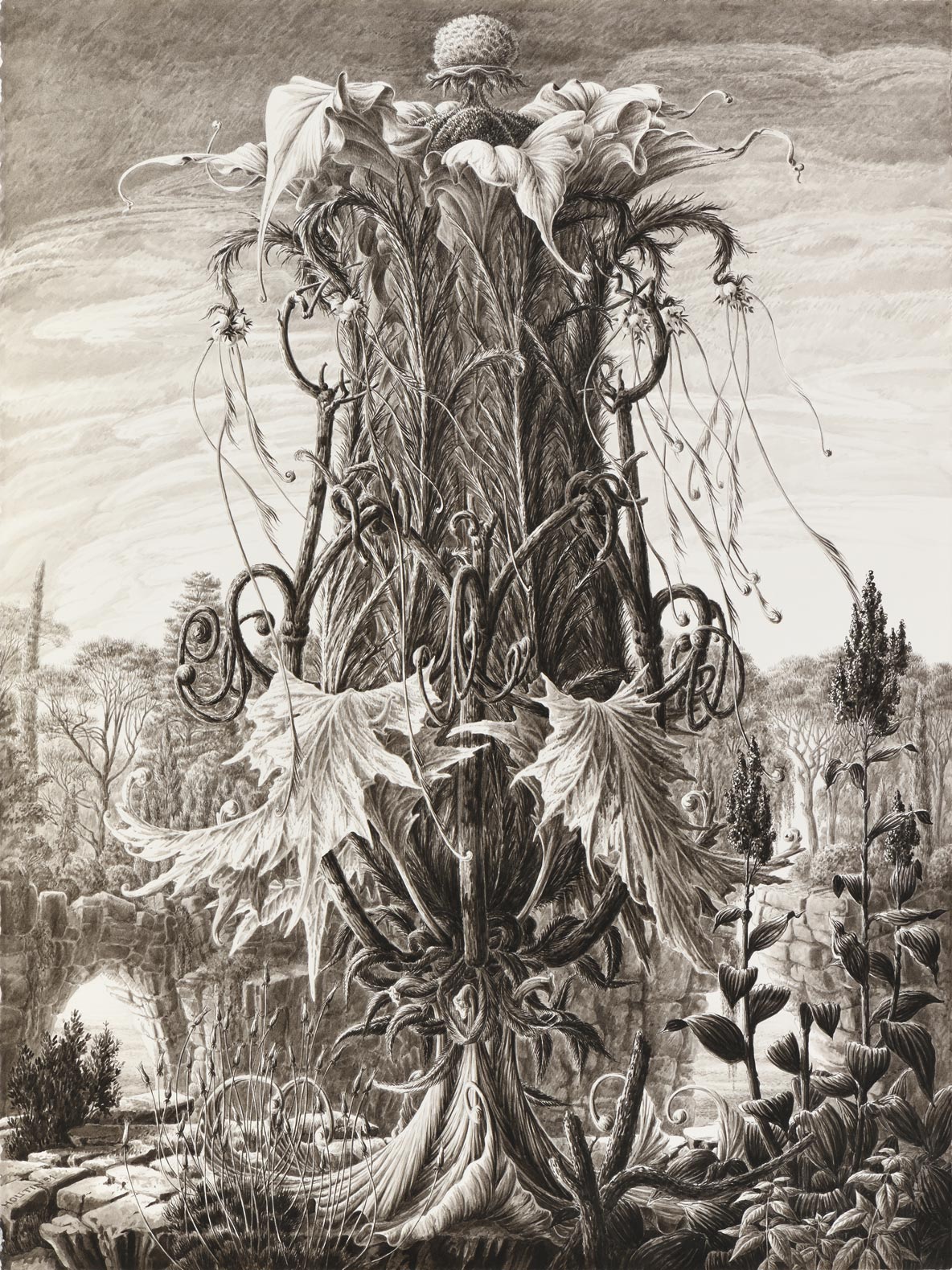 Fleur fantastique dans un paysage pittoresque