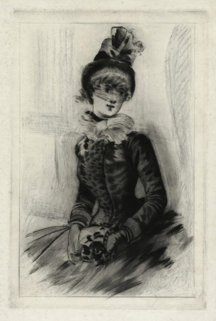 Boutet – Élégante à la voilette, assise