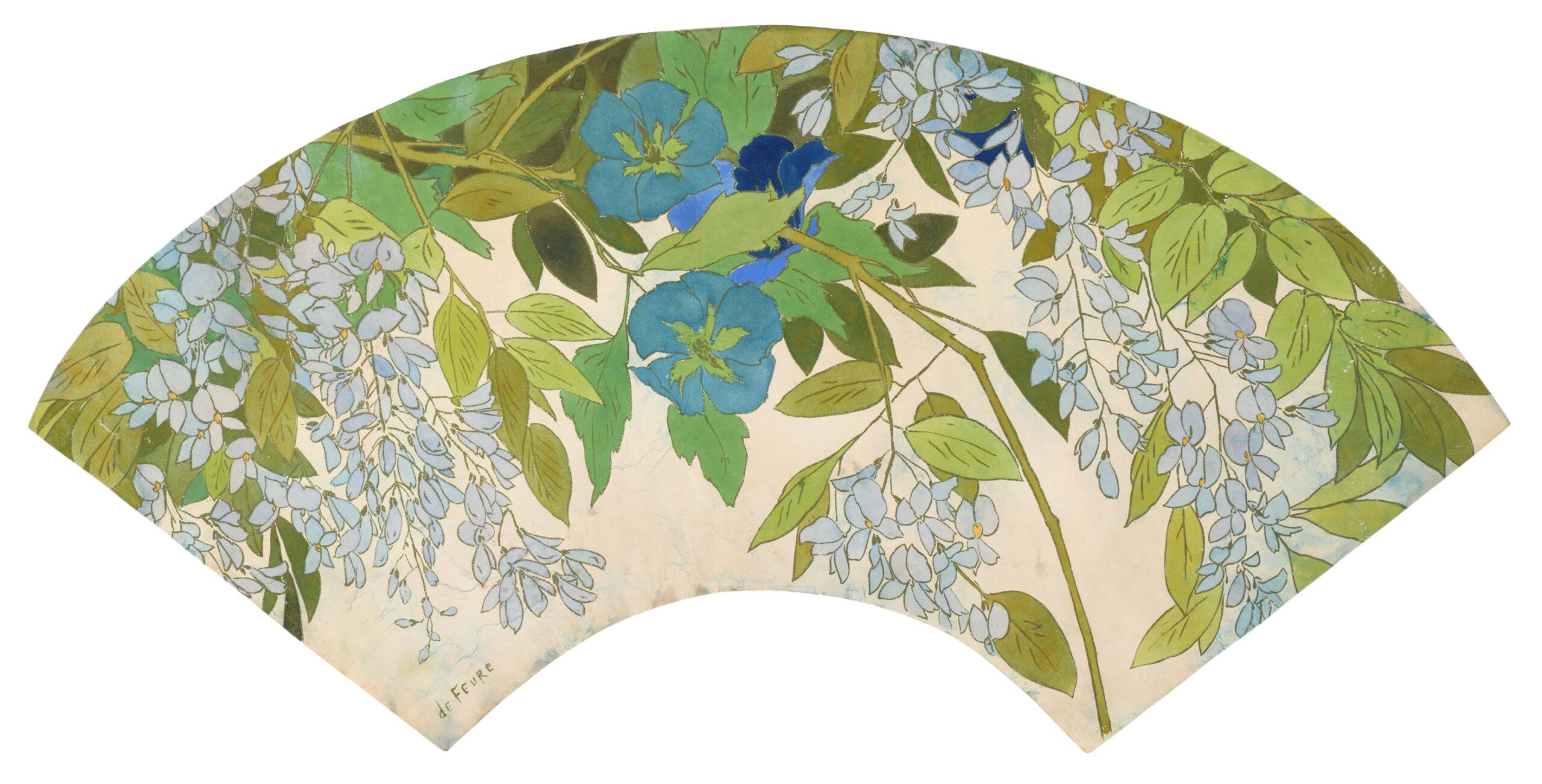 Fan design with flowering branches