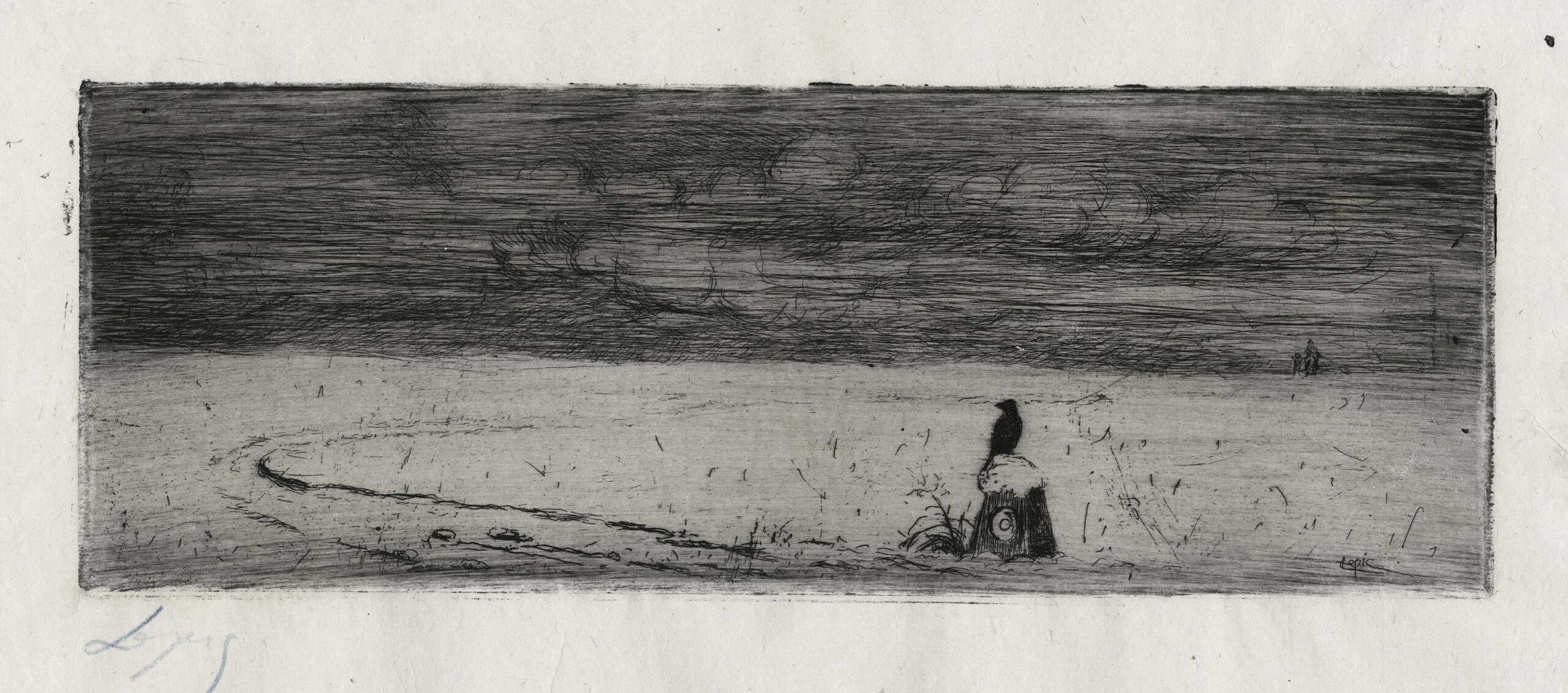 LEPIC Ludovic Napoléon Comte — Raven on a stone in a snowy landscape