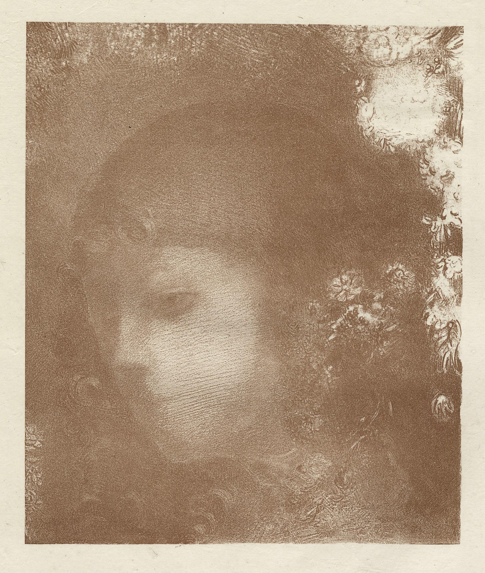 Tête d'enfant avec fleurs