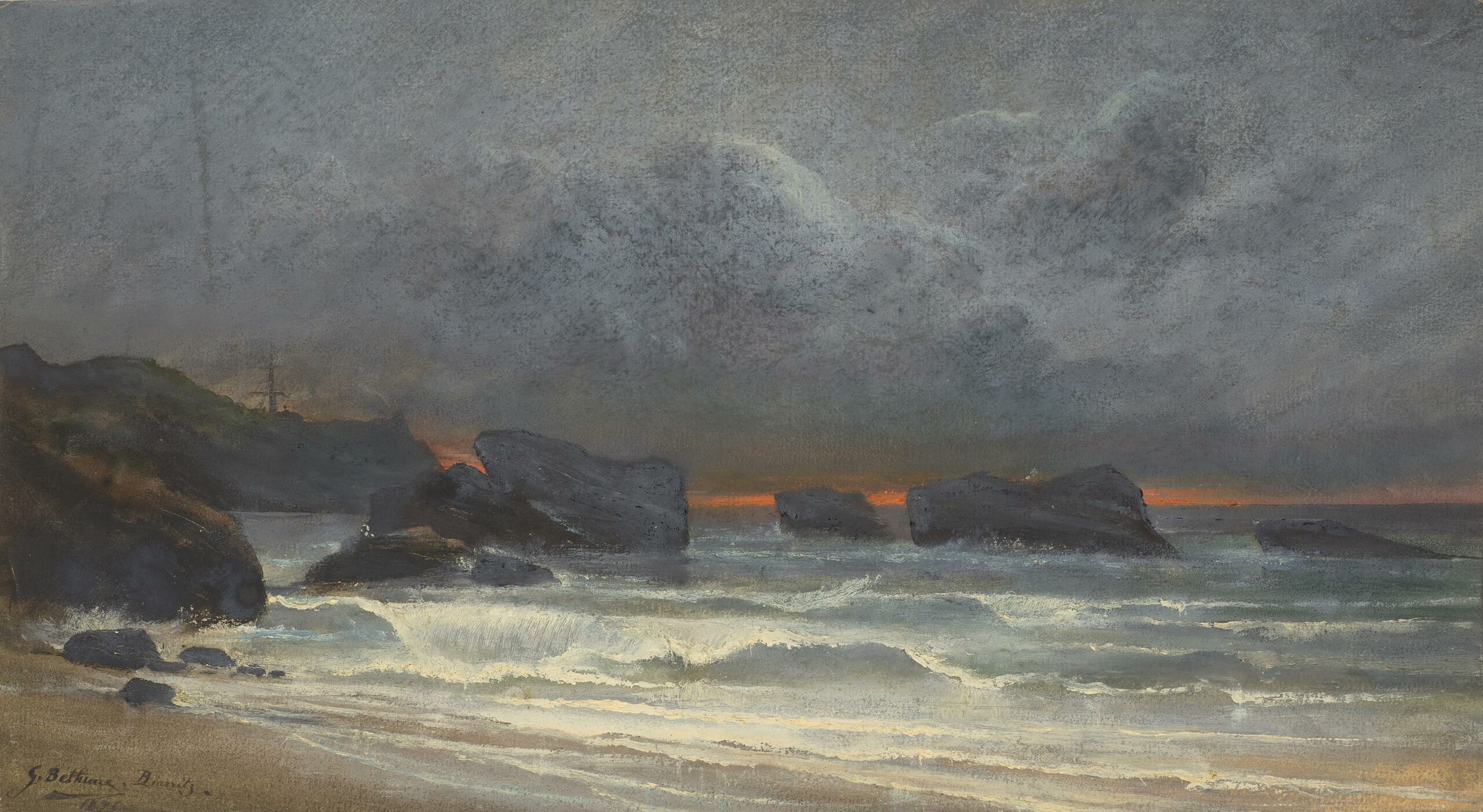 La Grande Plage de Biarritz au crépuscule
