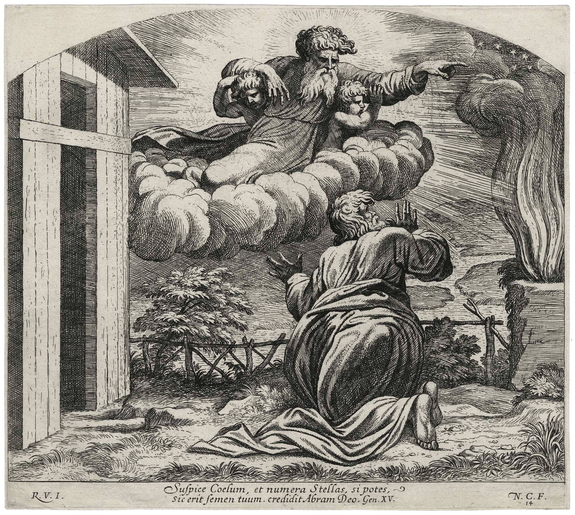 God announcing to Abraham the extent of his descendants