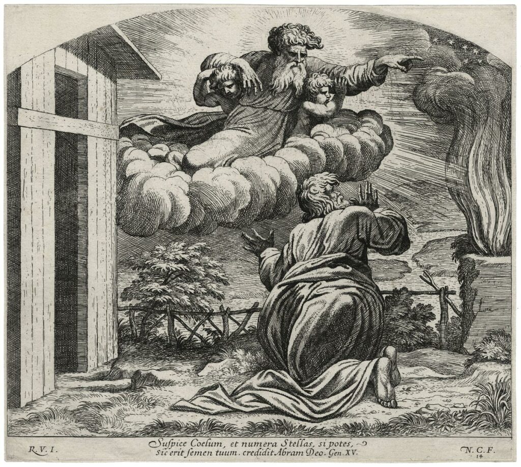 Chaperon – Dieu annonçant à Abraham l’étendue de sa postérité