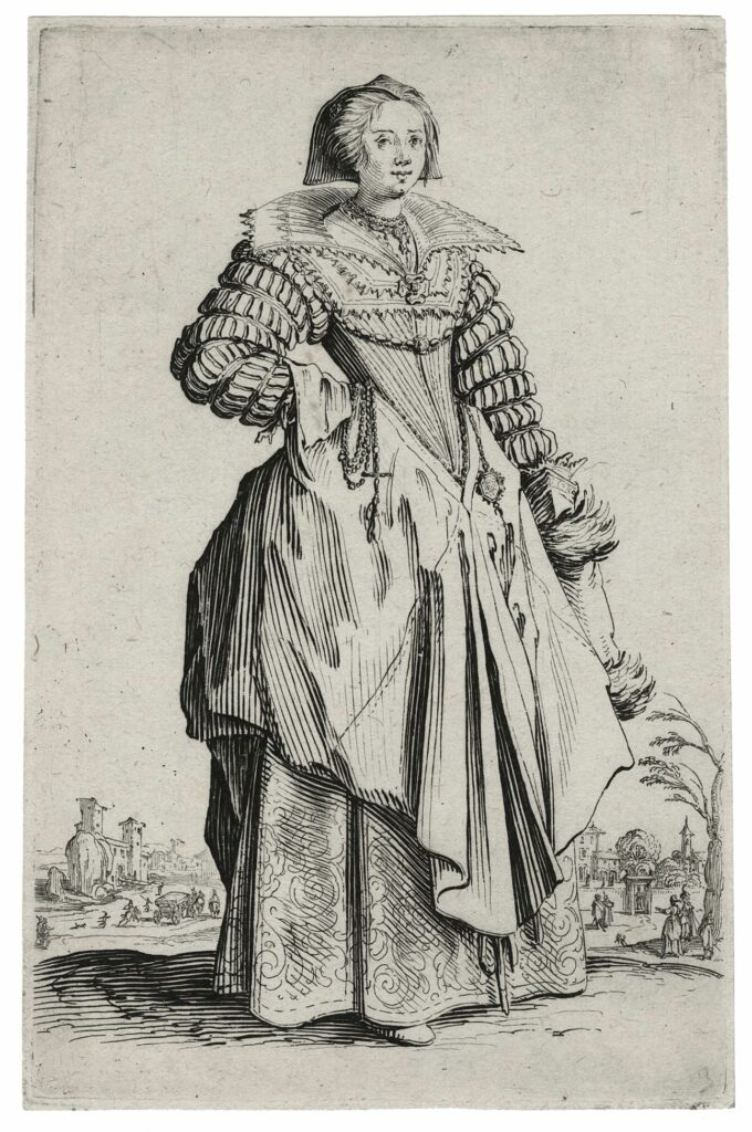 Callot – La Dame à la grande collerette et à la coiffe retombant en arrière