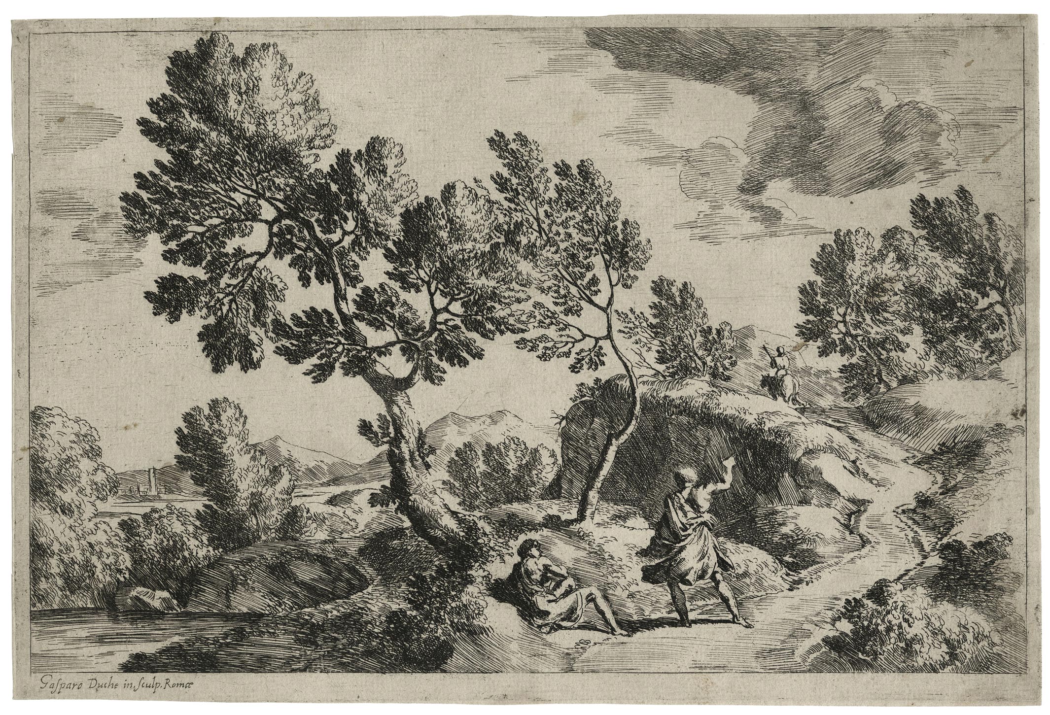 DUGHET Gaspard — Two men conversing along a path