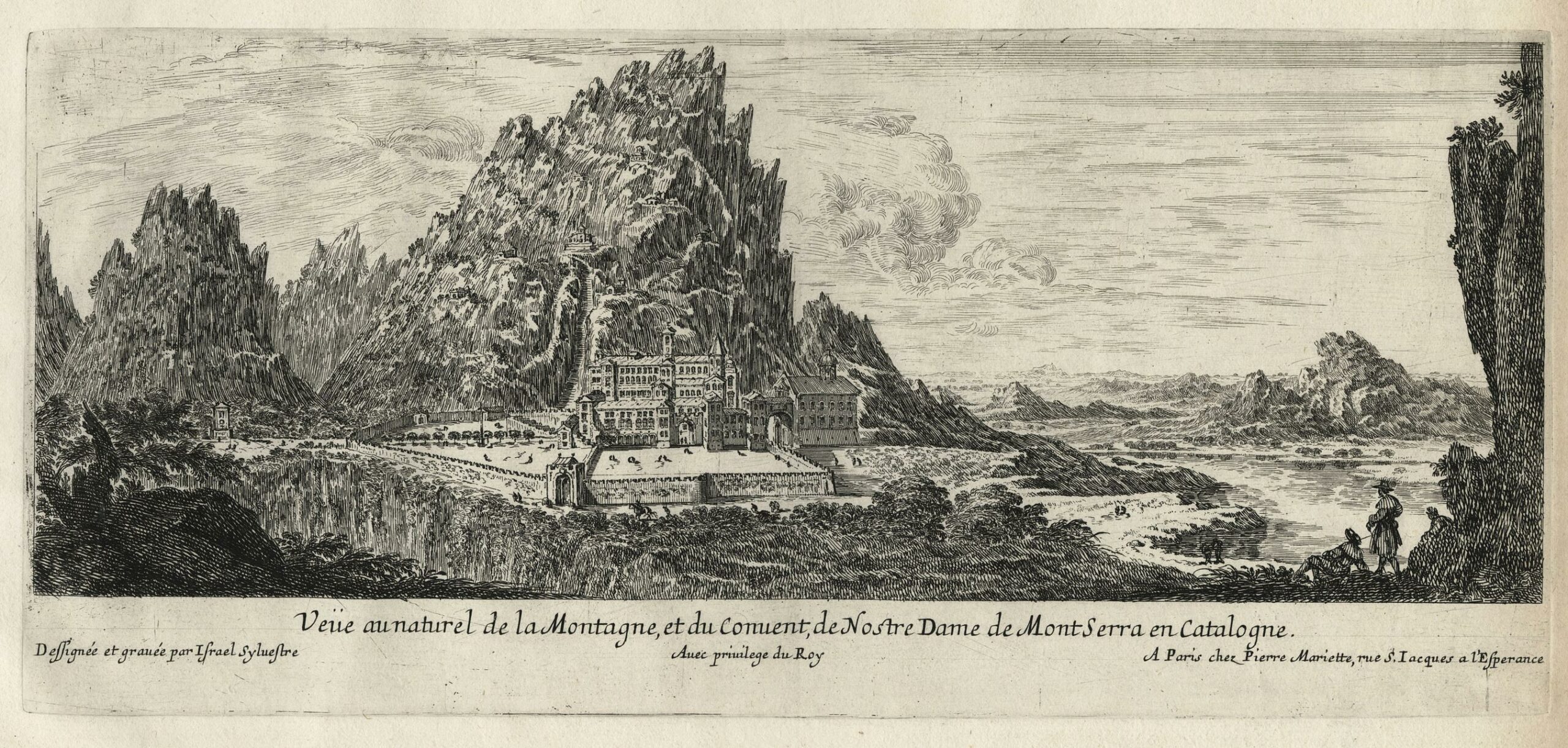 SYLVESTRE Israël — Vue au naturel de la montagne et du couvent de Notre dame de Montserrat en Catalogne
