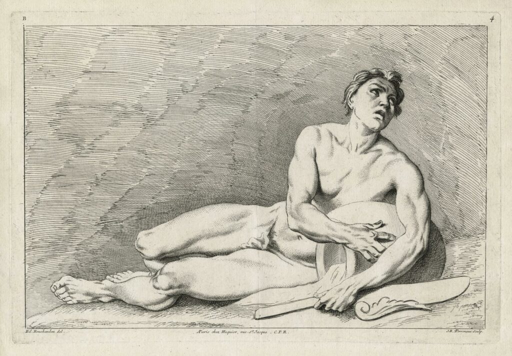 Bouchardon (d&rsquo;après) – Académie d’homme accoudé sur une jarre