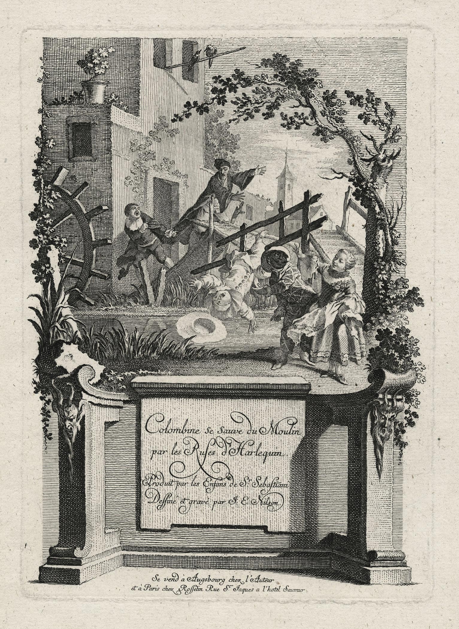 NILSON Johann Esaias — Colombine se sauve du moulin par les Ruses d’Harlequin