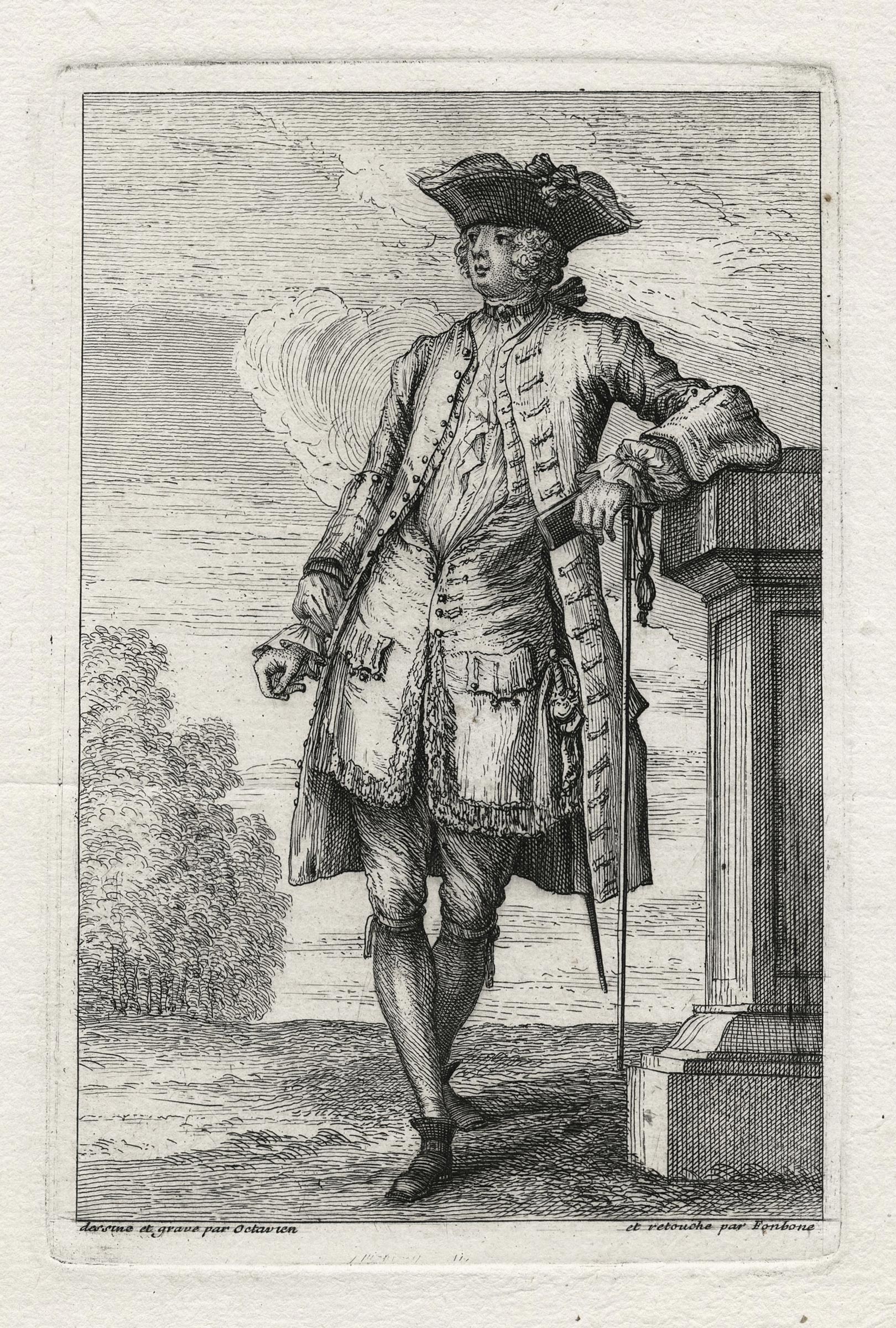 OCTAVIEN François — Jeune homme accoudé à une balustrade