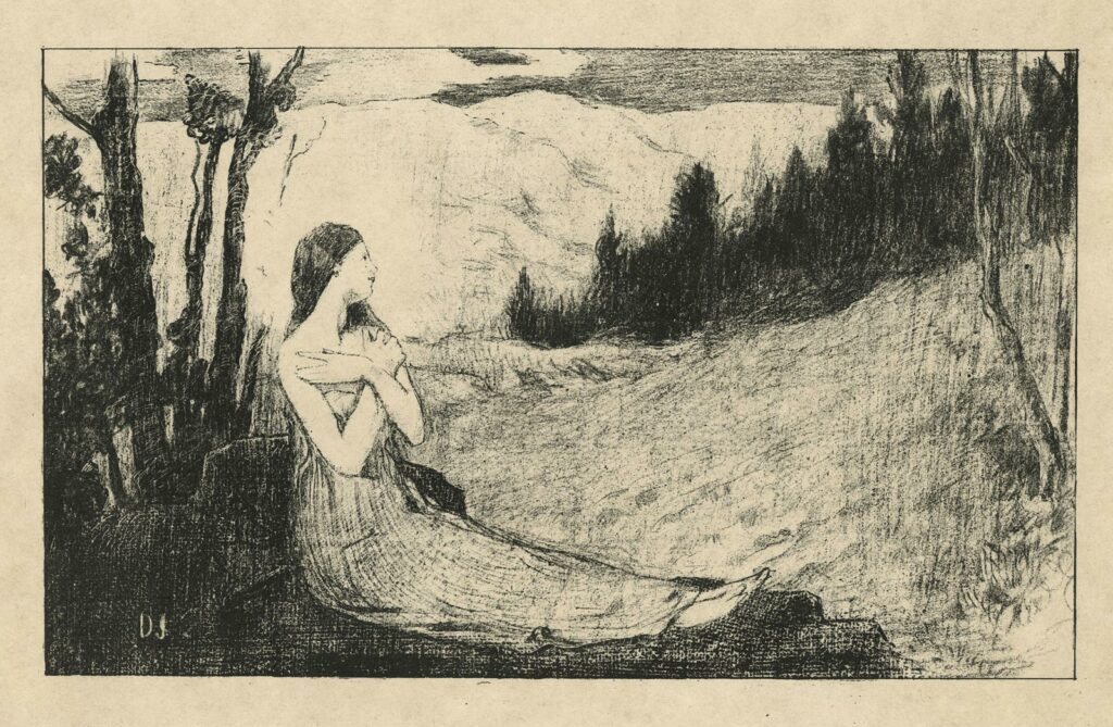 Danguy – Sainte Agnès assise sur un rocher