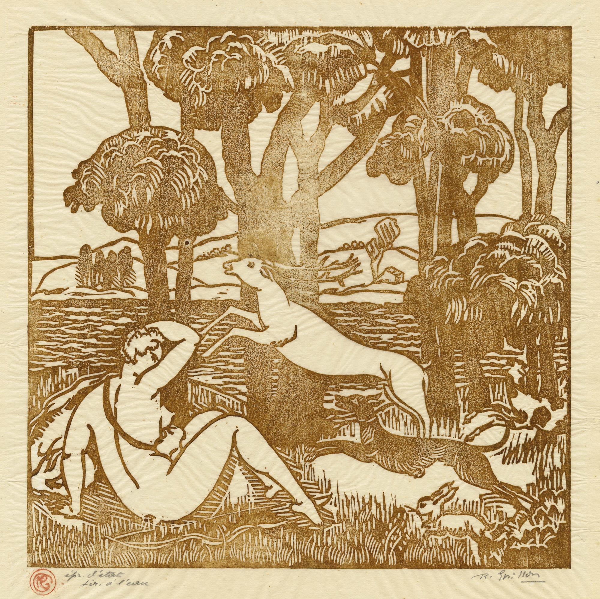 GRILLON Roger — Archer désarmé par les animaux de la forêt