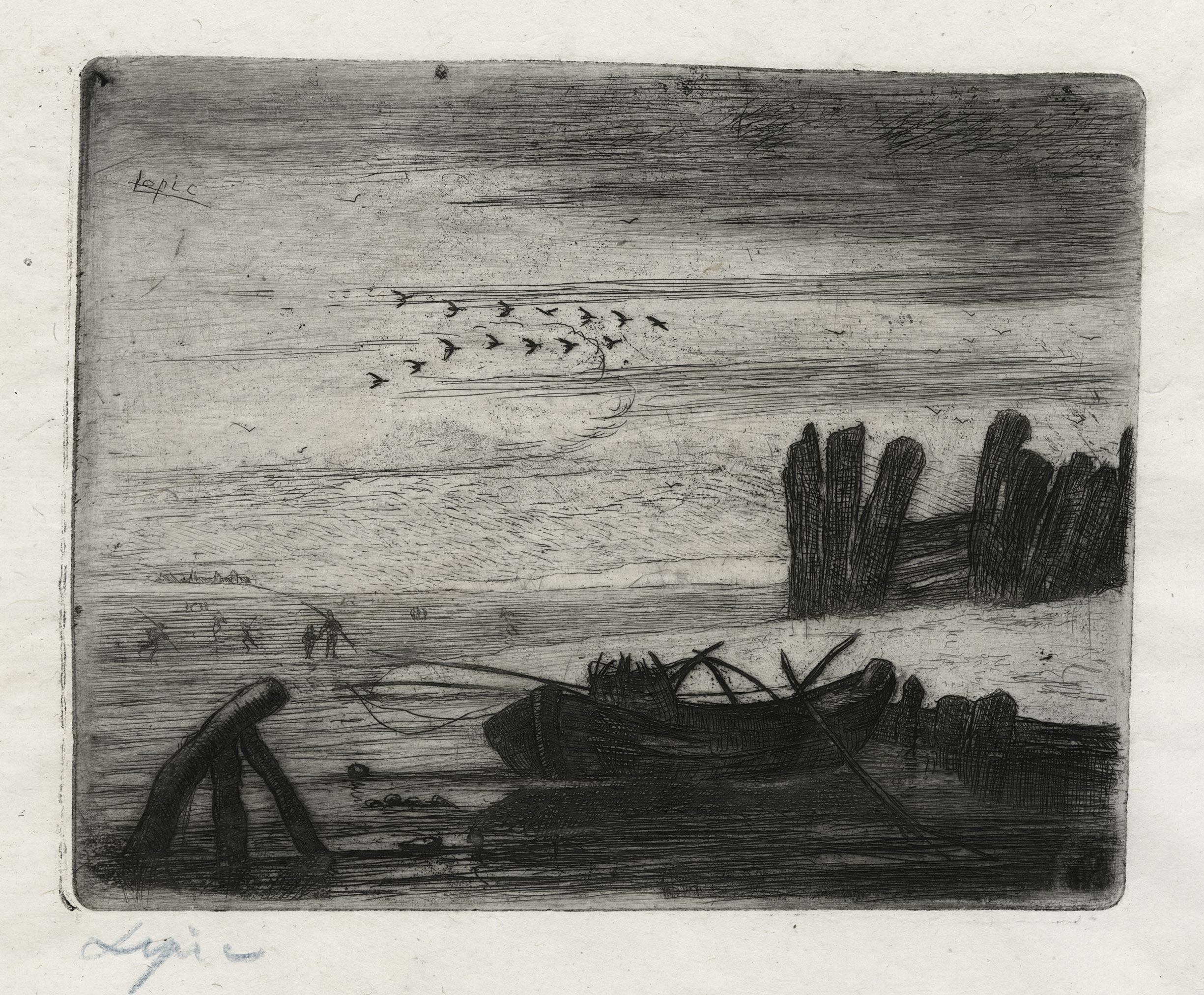 LEPIC Ludovic Napoléon Comte — Barque au rivage