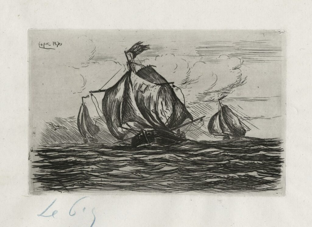 Lepic – Trois voiliers cinglant au vent