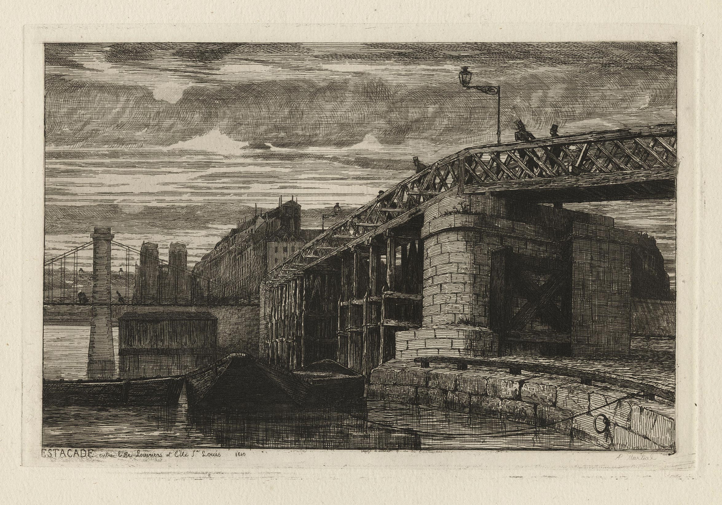 POTÉMONT Adolphe Théodore Jules Martial — Estacade entre l’Ile Louvriers et l’Ile Saint Louis