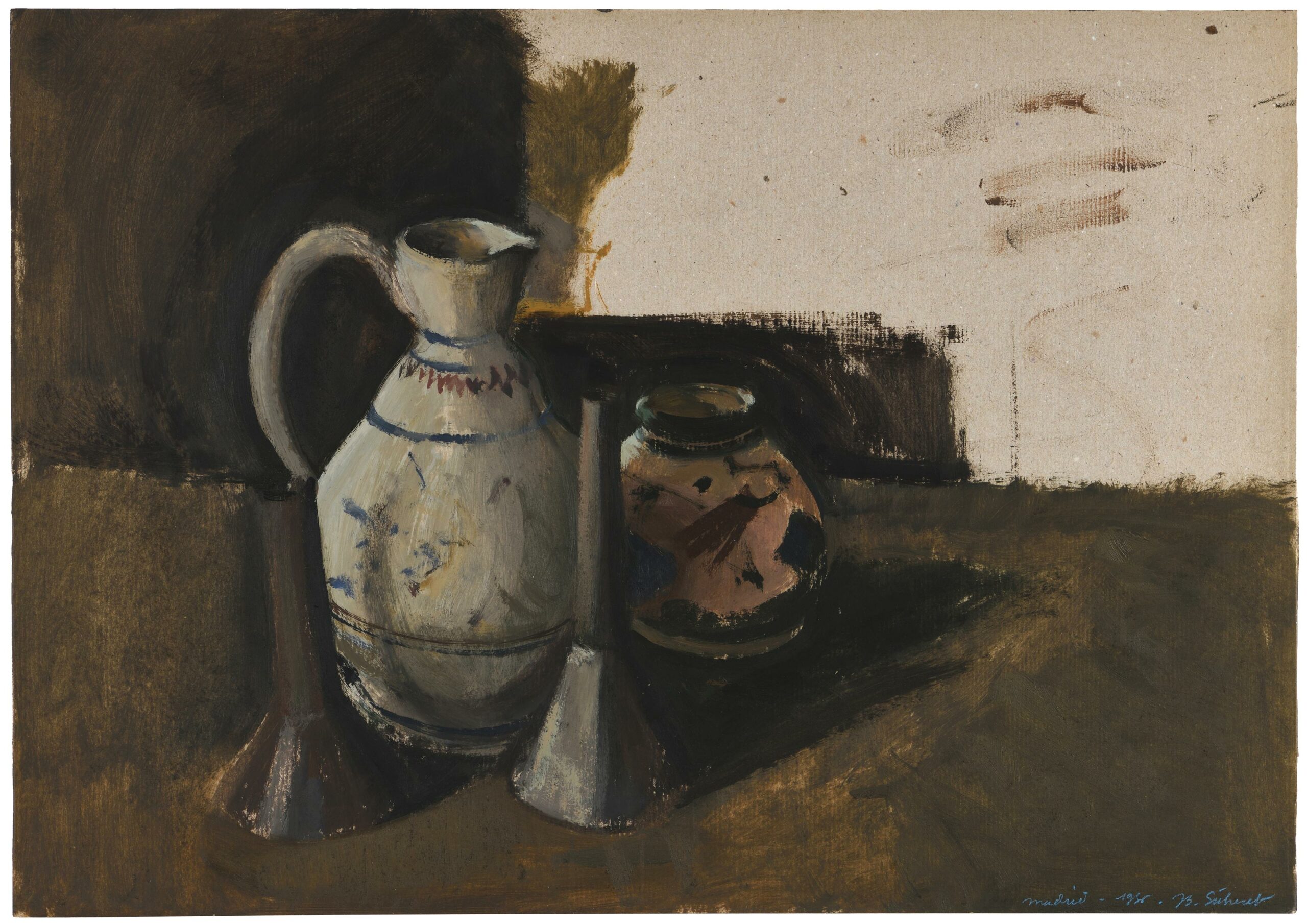 SÉCHERET Jean-Baptiste — Nature morte (entonnoirs, cruche et vase)