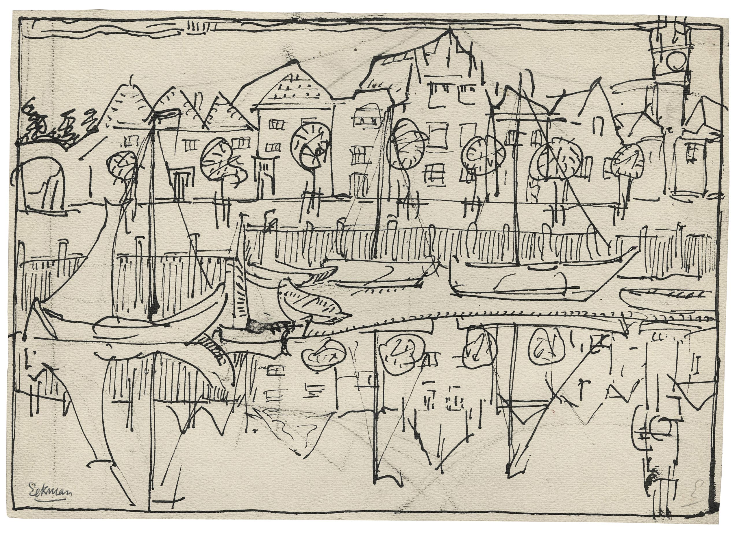 EEKMAN Nicolaas Mathijs — Voiliers dans le port de Veere