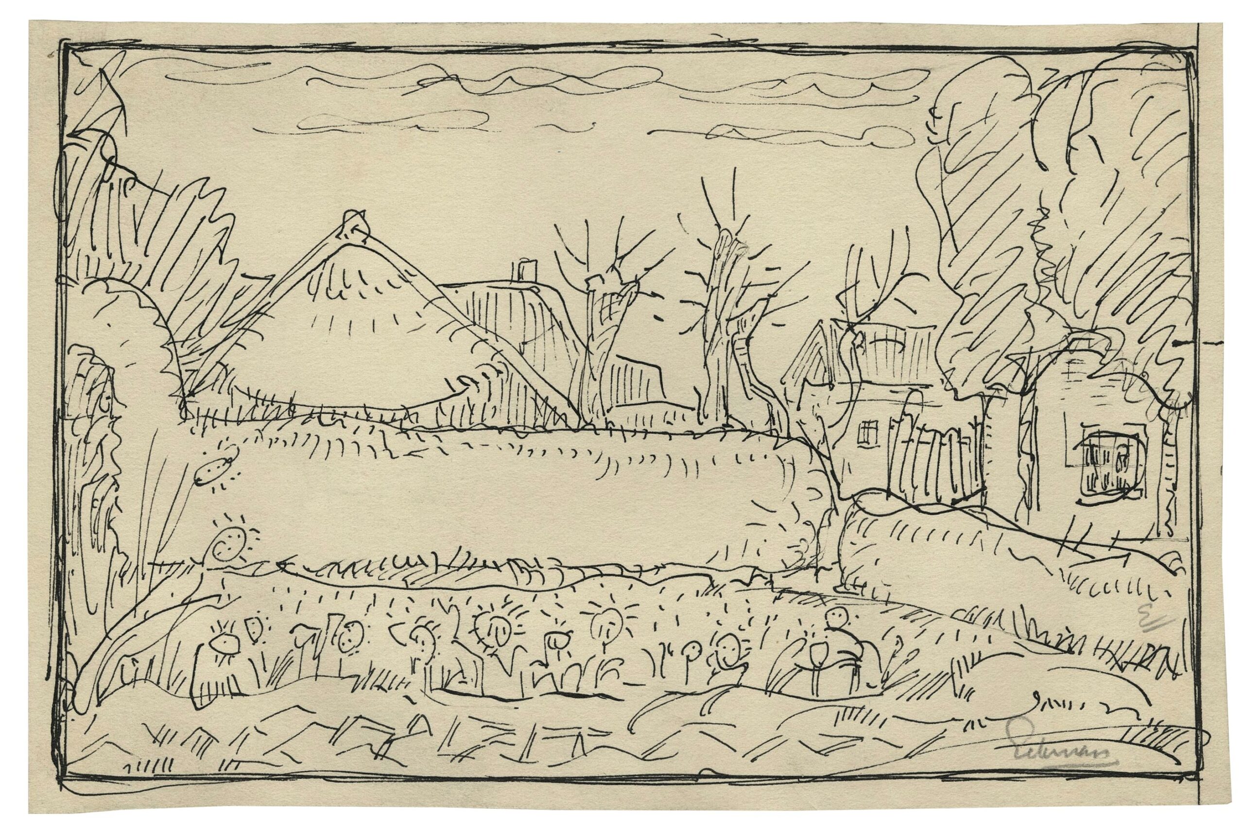 EEKMAN Nicolaas Mathijs — Jardin clos devant les chaumières