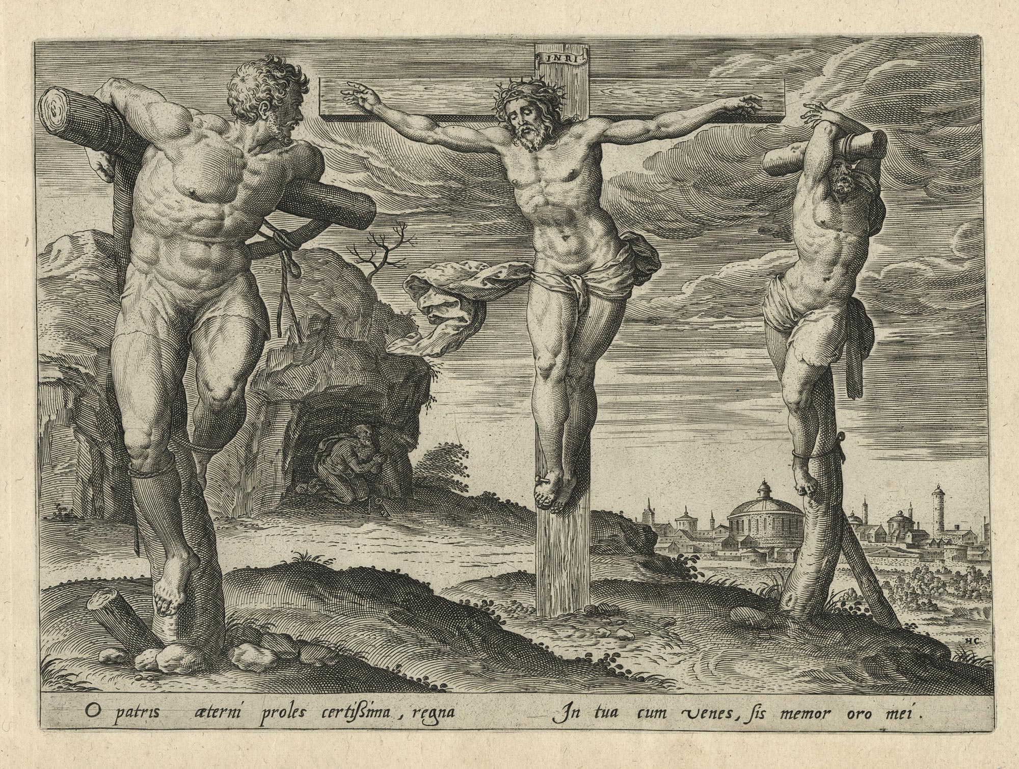 COLLAERT I Hans — Le Christ en croix entouré des deux larrons