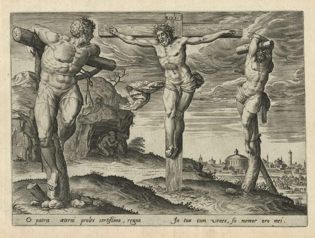 Collaert I – Le Christ en croix entouré des deux larrons