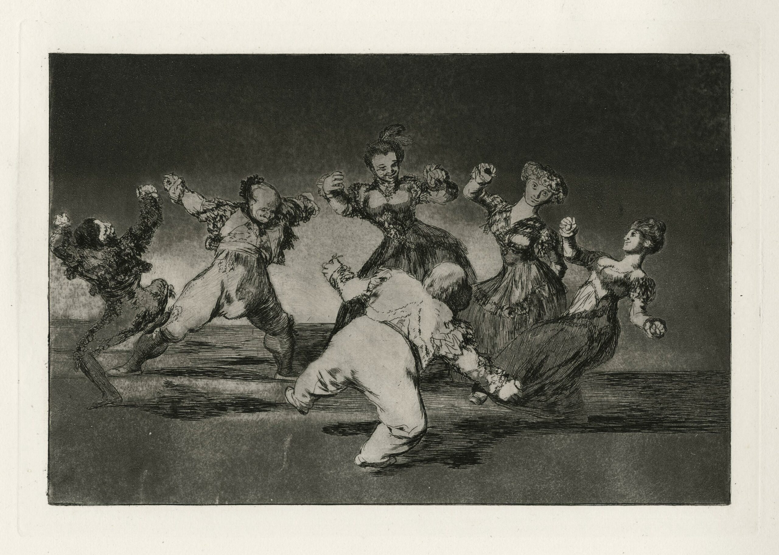 GOYA Y LUCIENTES Francisco — Si Marina bayló, tome lo que halló (Trois majos et trois majas dansant)