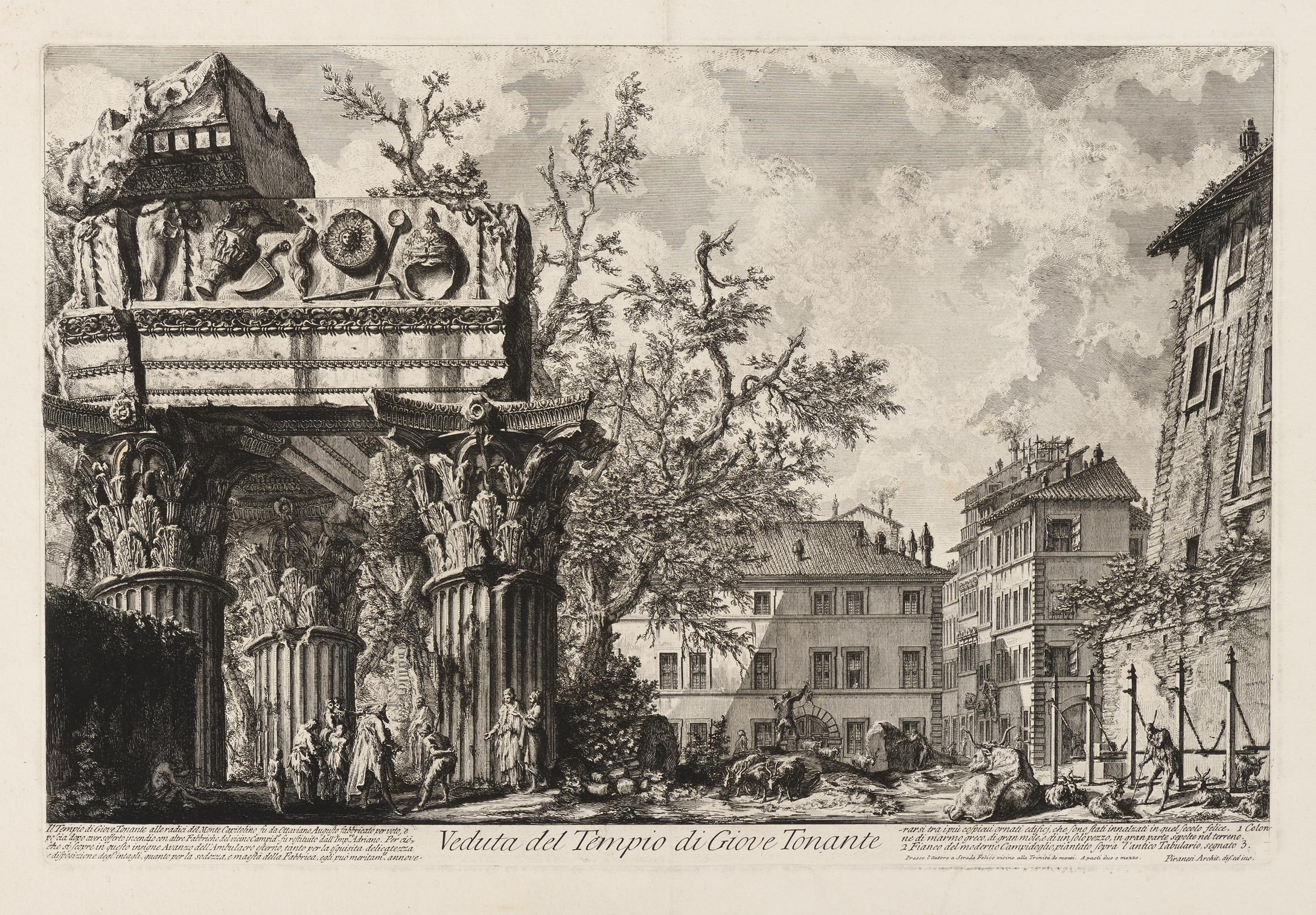 Giovanni Battista PIRANESI, Veduta del Tempio di Giove Tonante, 1751, Planche de la suite de 135 sujets intitulée Vedute di Roma, Galerie Paul Prouté Paris