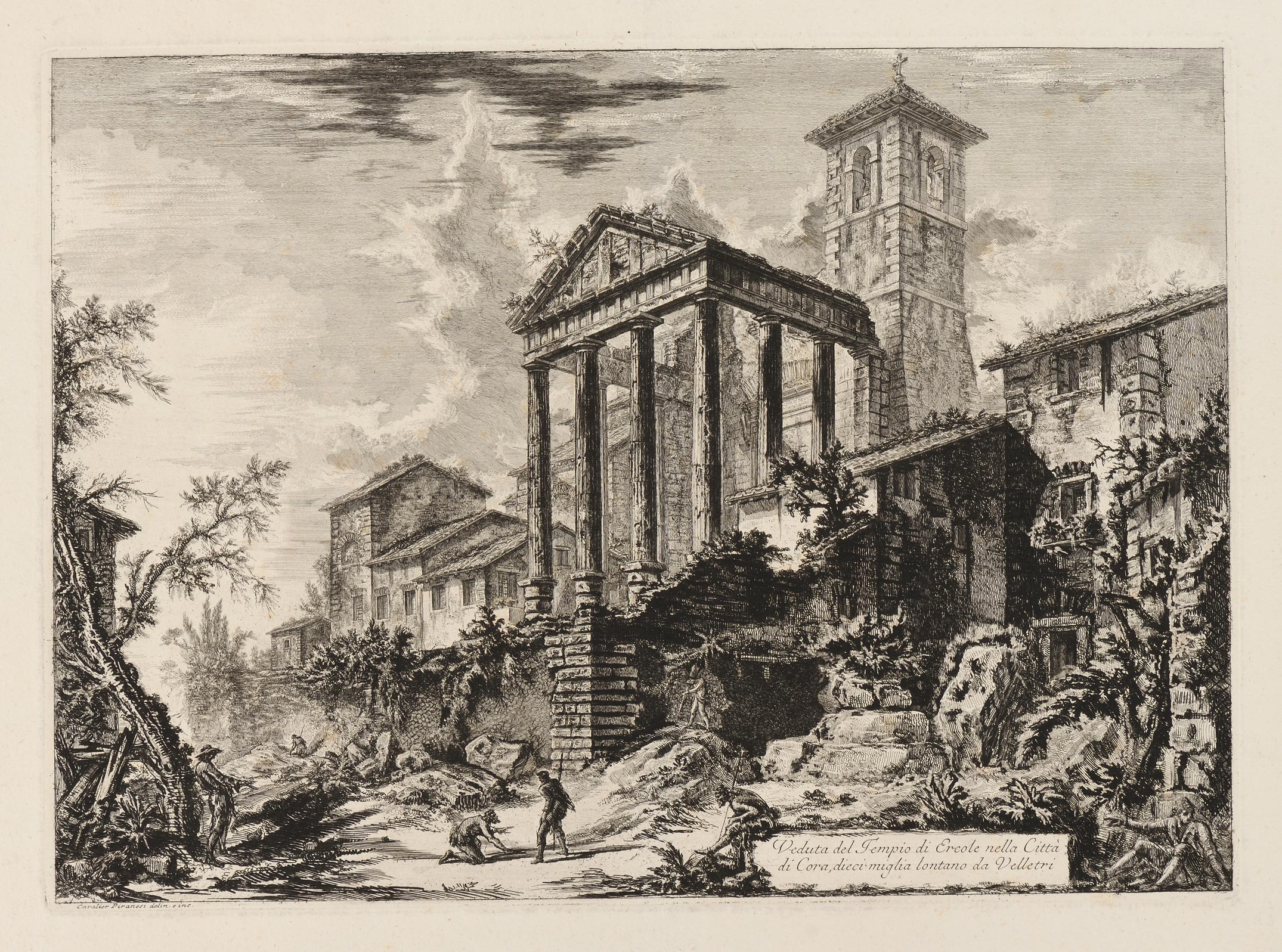 Giovanni Battista PIRANESI, Veduta del gran Tempio di Ercole, 1769, Planches de la suite de 135 sujets intitulée Vedute di Roma, Galerie Paul Prouté Paris