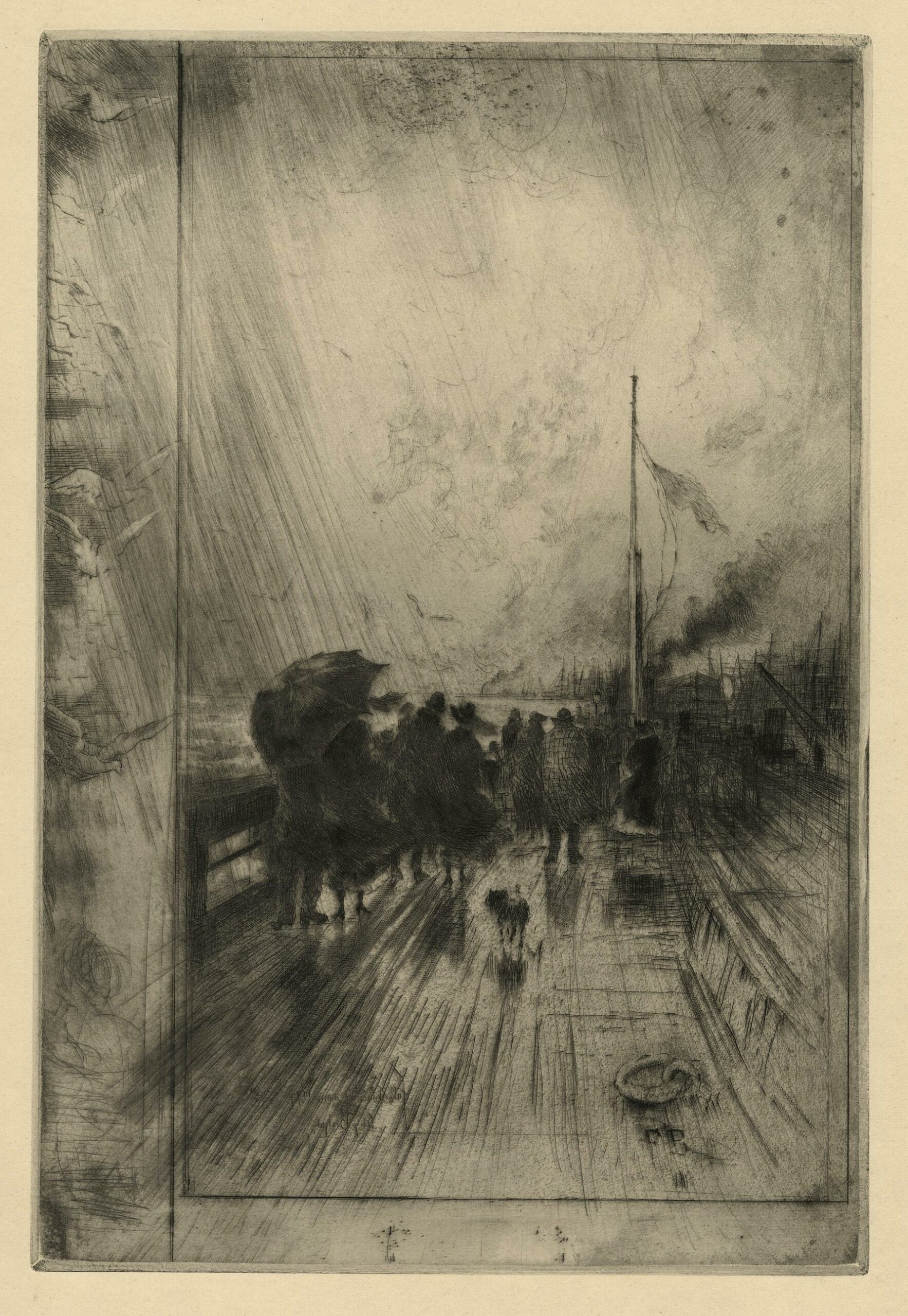Félix BUHOT, Une jetée en Angleterre, 1879, fin août 1879, Galerie Paul Prouté Paris