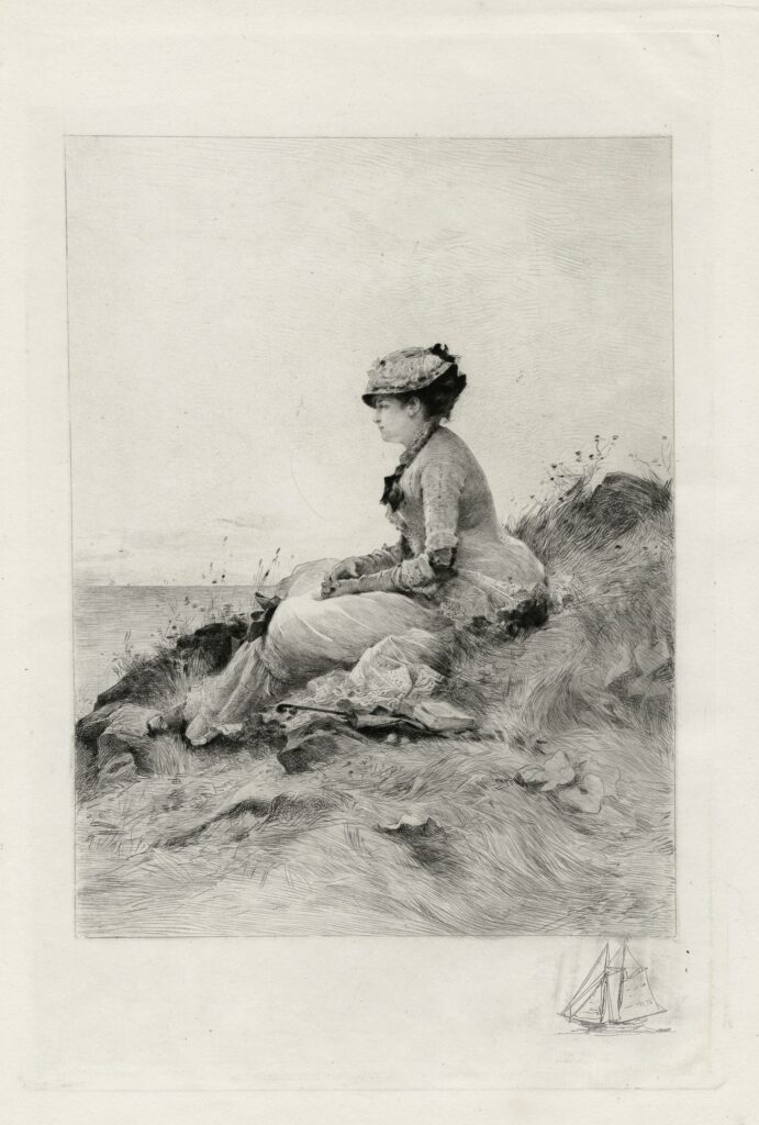 Piguet – Femme assise au bord de la mer