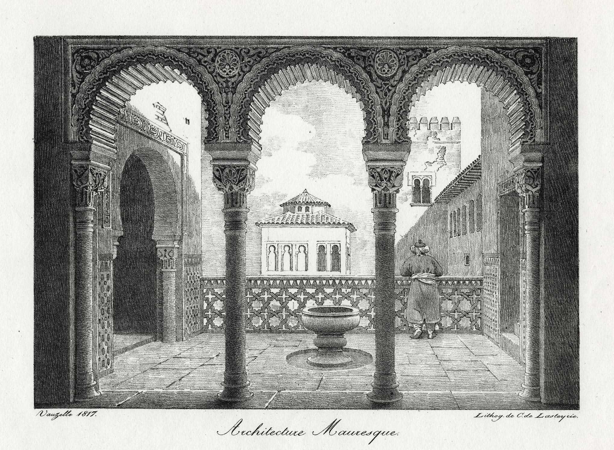Jean-Lubin VAUZELLE, Architecture Mauresque, 1817, Lithographie originale, Galerie Paul Prouté Paris