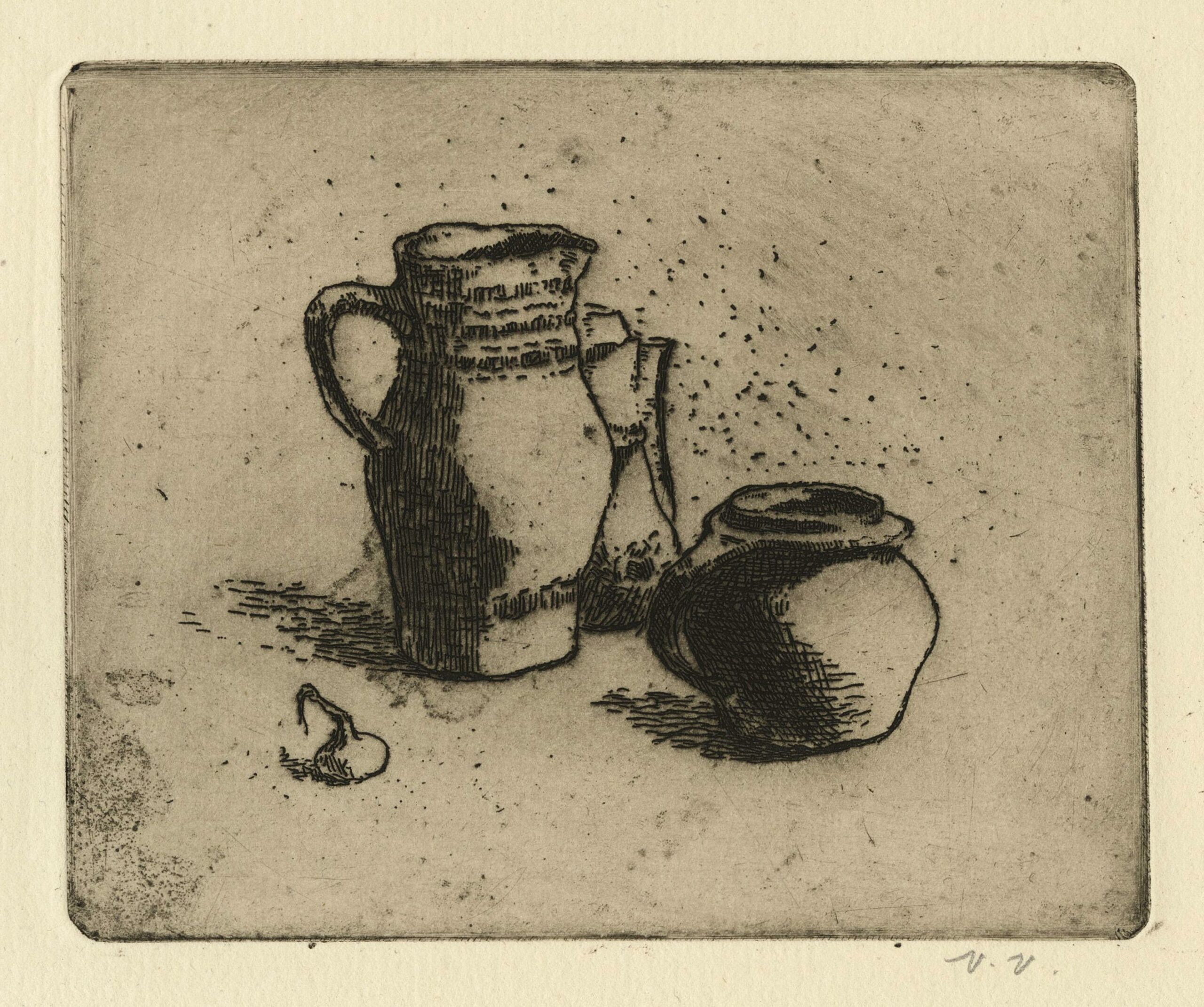 Victor VIGNON, Pitcher and sugar bowl, Gravure originale à l&rsquo;eau-forte et aquatinte, Galerie Paul Prouté Paris