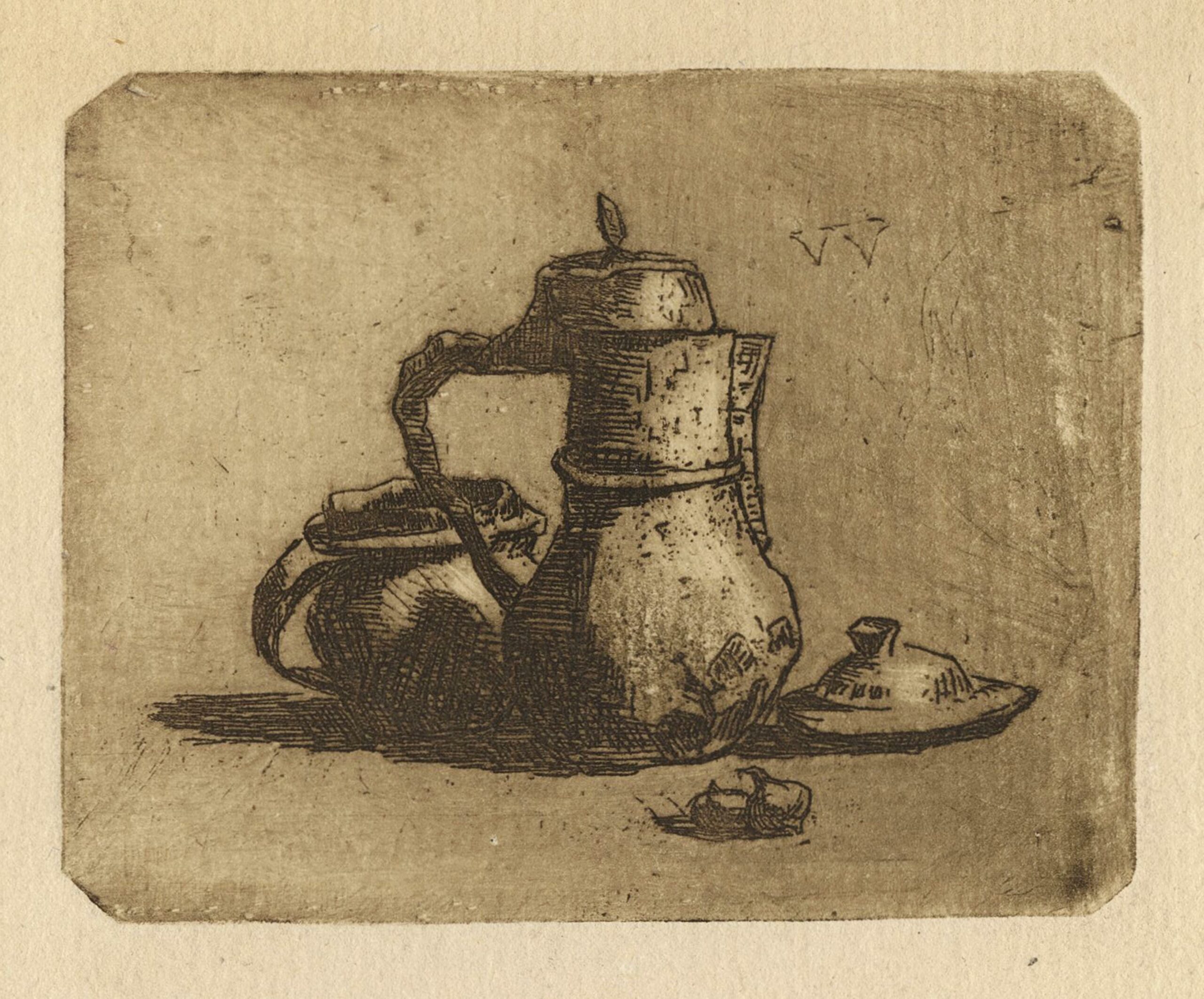 Victor VIGNON, Coffee pot and sugar bowl, Gravure originale à l&rsquo;eau-forte et aquatinte, Galerie Paul Prouté Paris