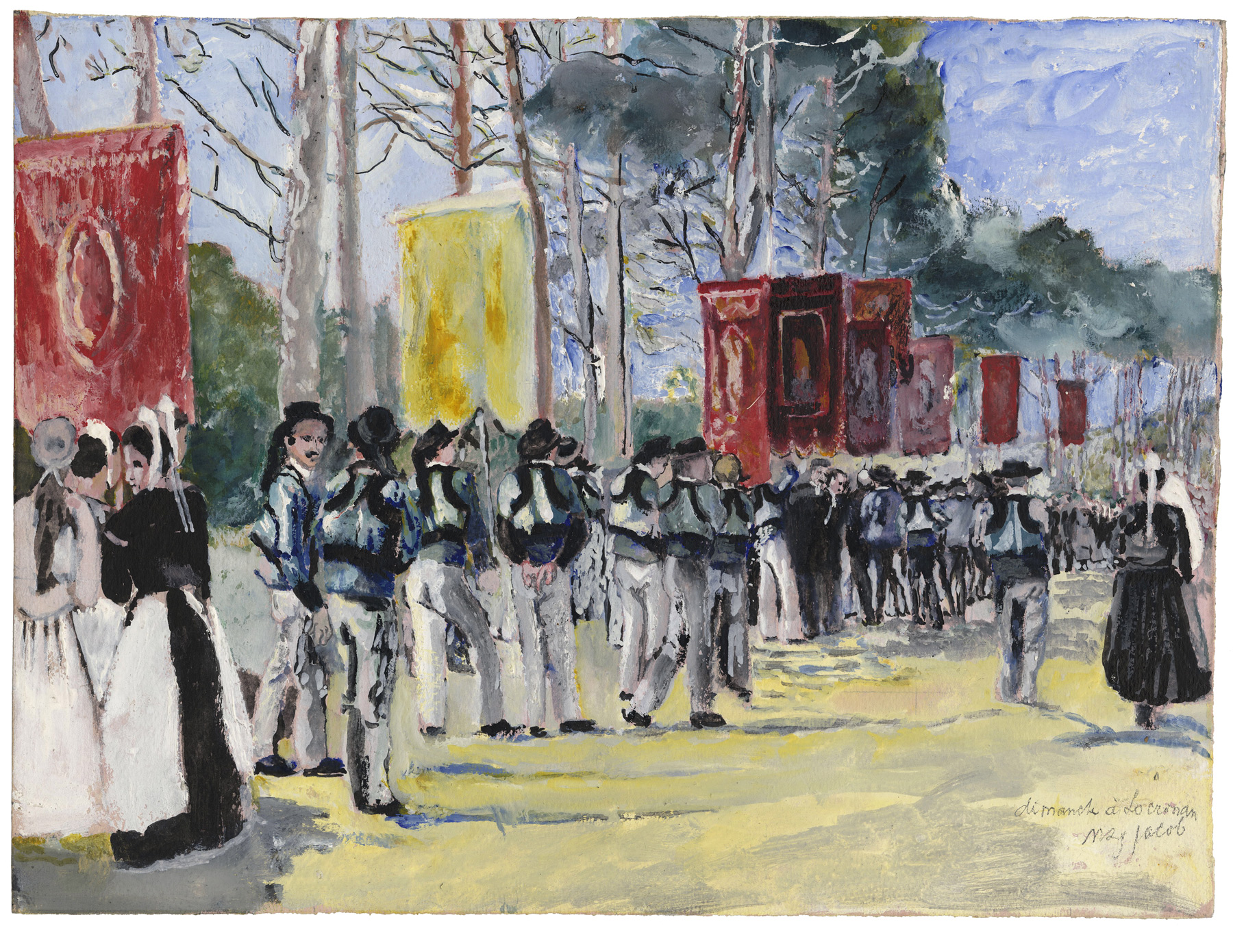 Max JACOB, Dimanche à Locronan, Gouache, Galerie Paul Prouté Paris