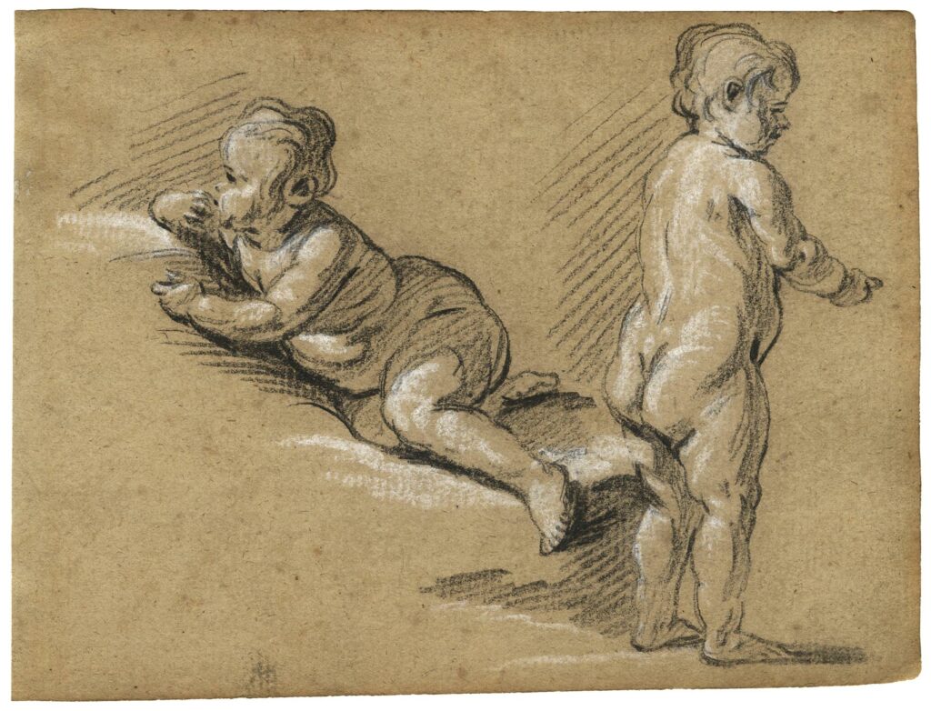 Parrocel – Deux putti, l’un couché, l’autre debout