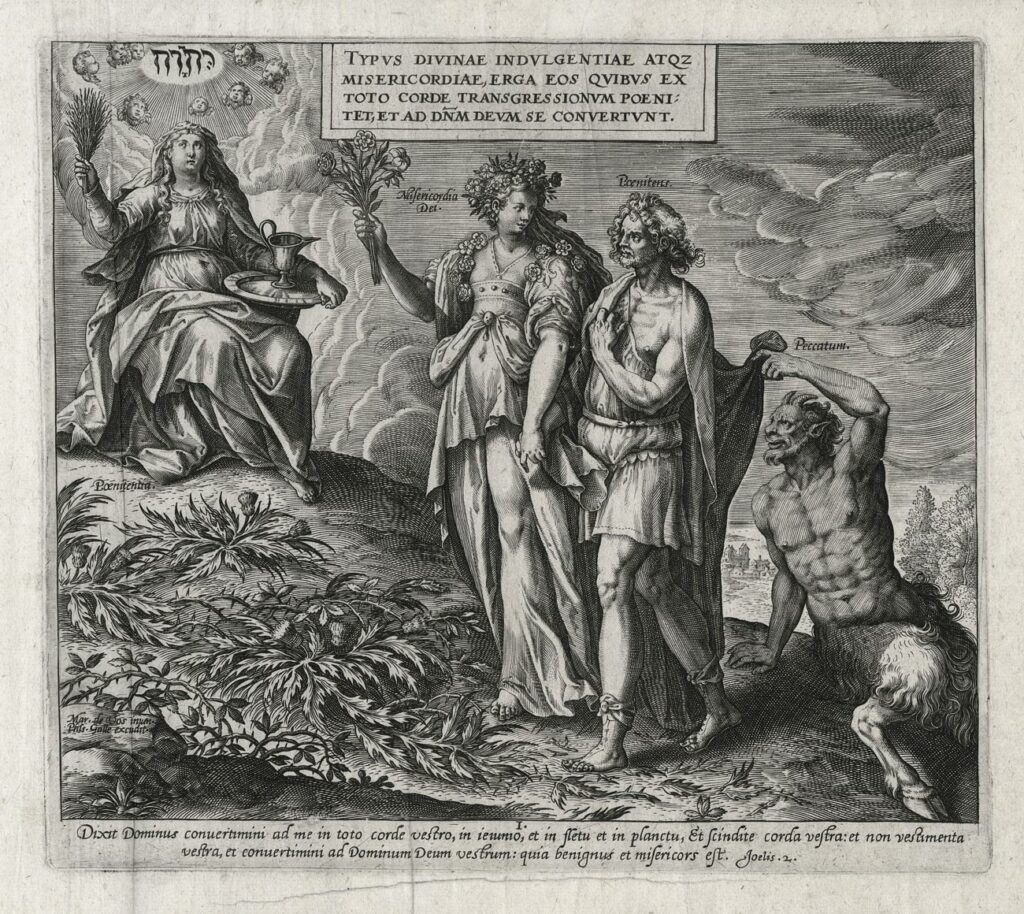 (d&rsquo;après) Marteen de VOS – La Miséricorde guidant le pêcheur repenti vers la Pénitence