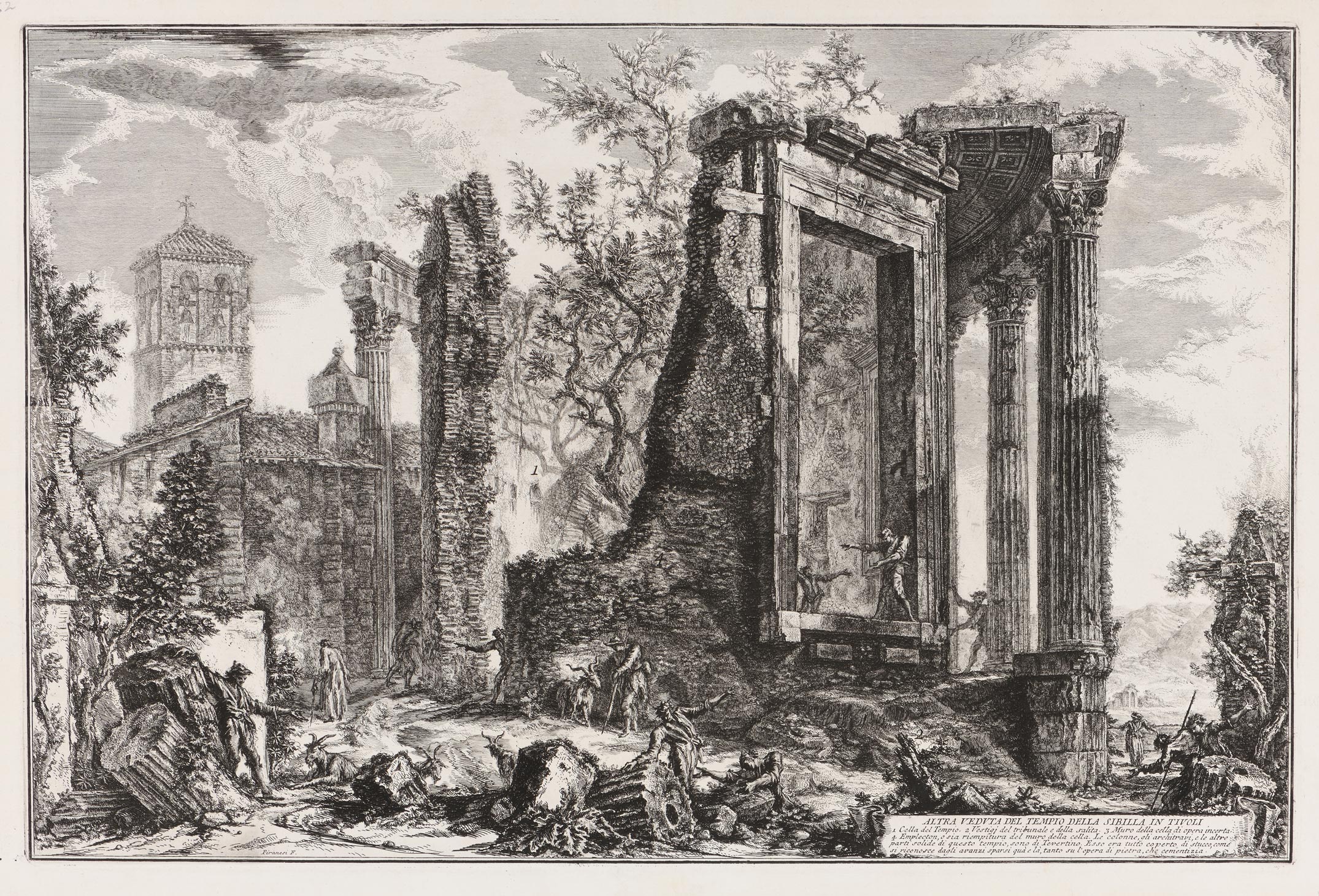 Giovanni Battista PIRANESI, Altra Veduta del Tempio della Sibilla in Tivoli, 1761, Planche de la suite de 135 sujets intitulée Vedute di Roma, Galerie Paul Prouté Paris