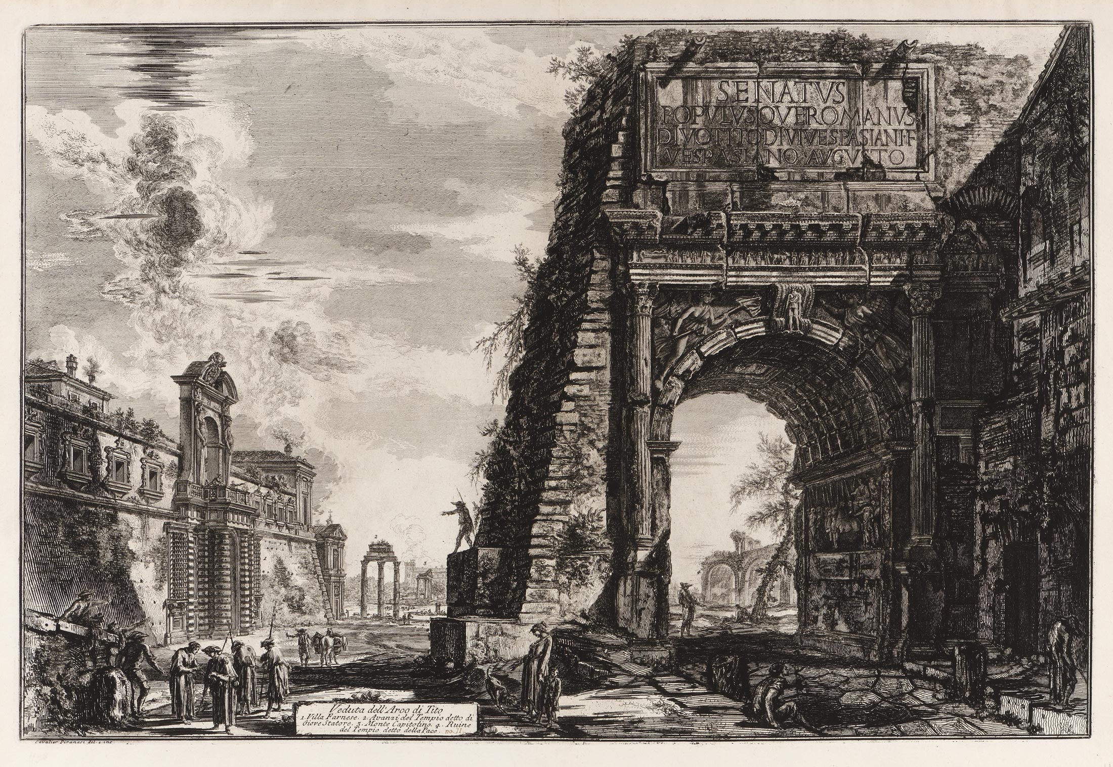 Giovanni Battista PIRANESI, Veduta dell’ Arco di Tito, 1771, Planche de la suite de 135 sujets intitulée Vedute di Roma, Galerie Paul Prouté Paris